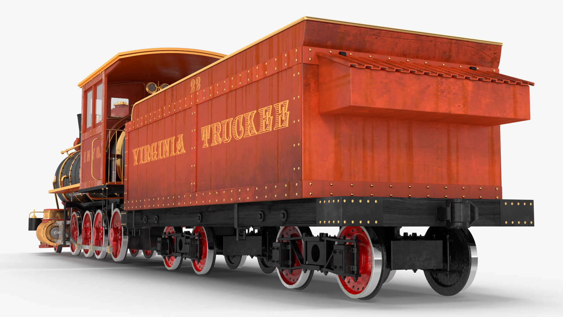 Steam Train And Freight Wagon 3D model