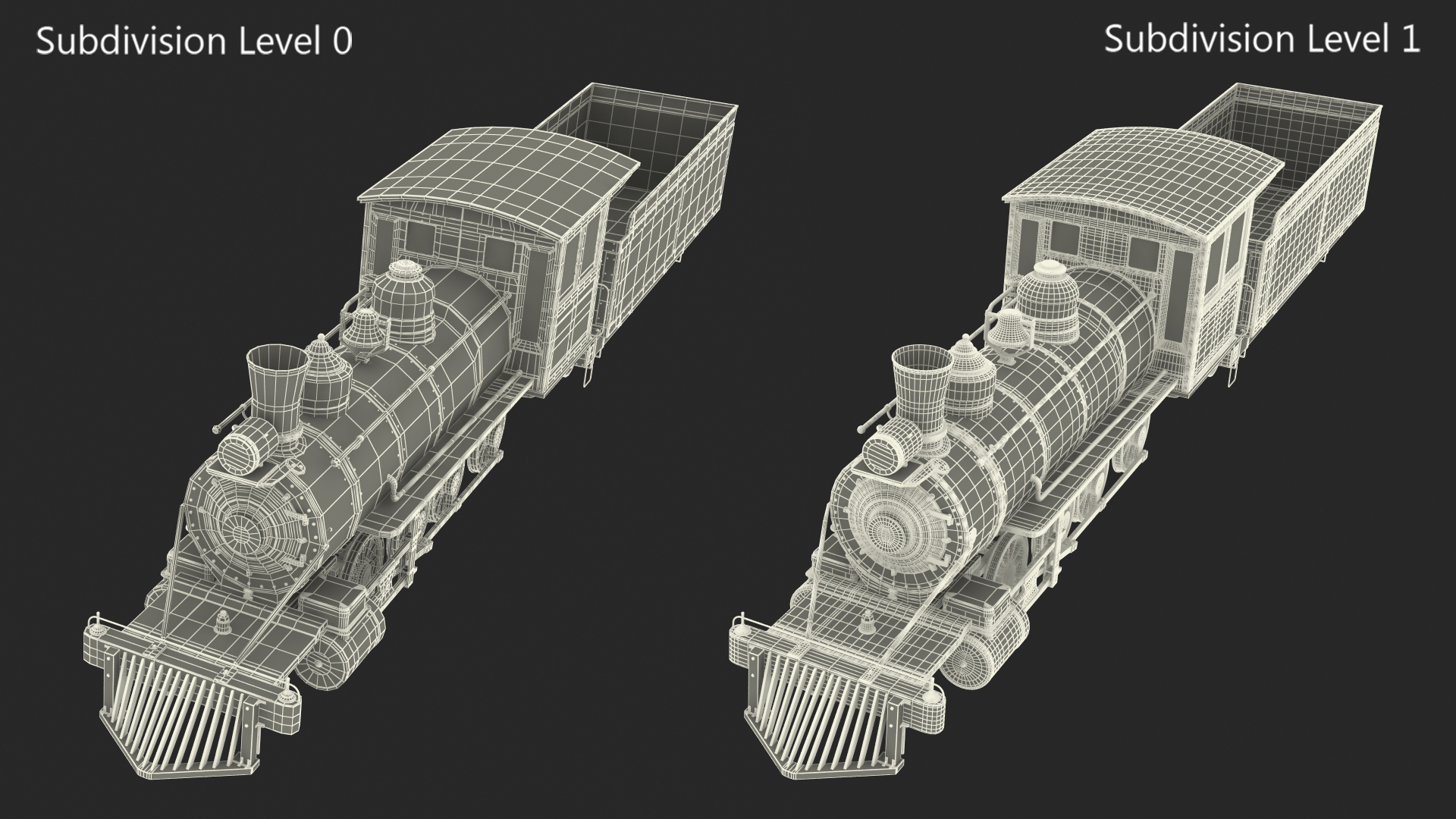 Steam Train And Freight Wagon 3D model