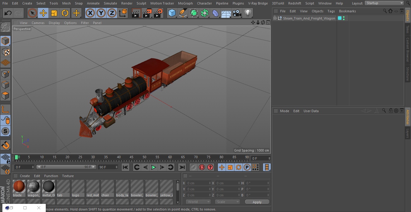 Steam Train And Freight Wagon 3D model