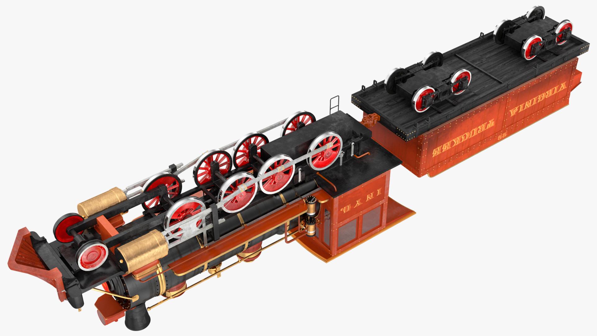 Steam Train And Freight Wagon 3D model