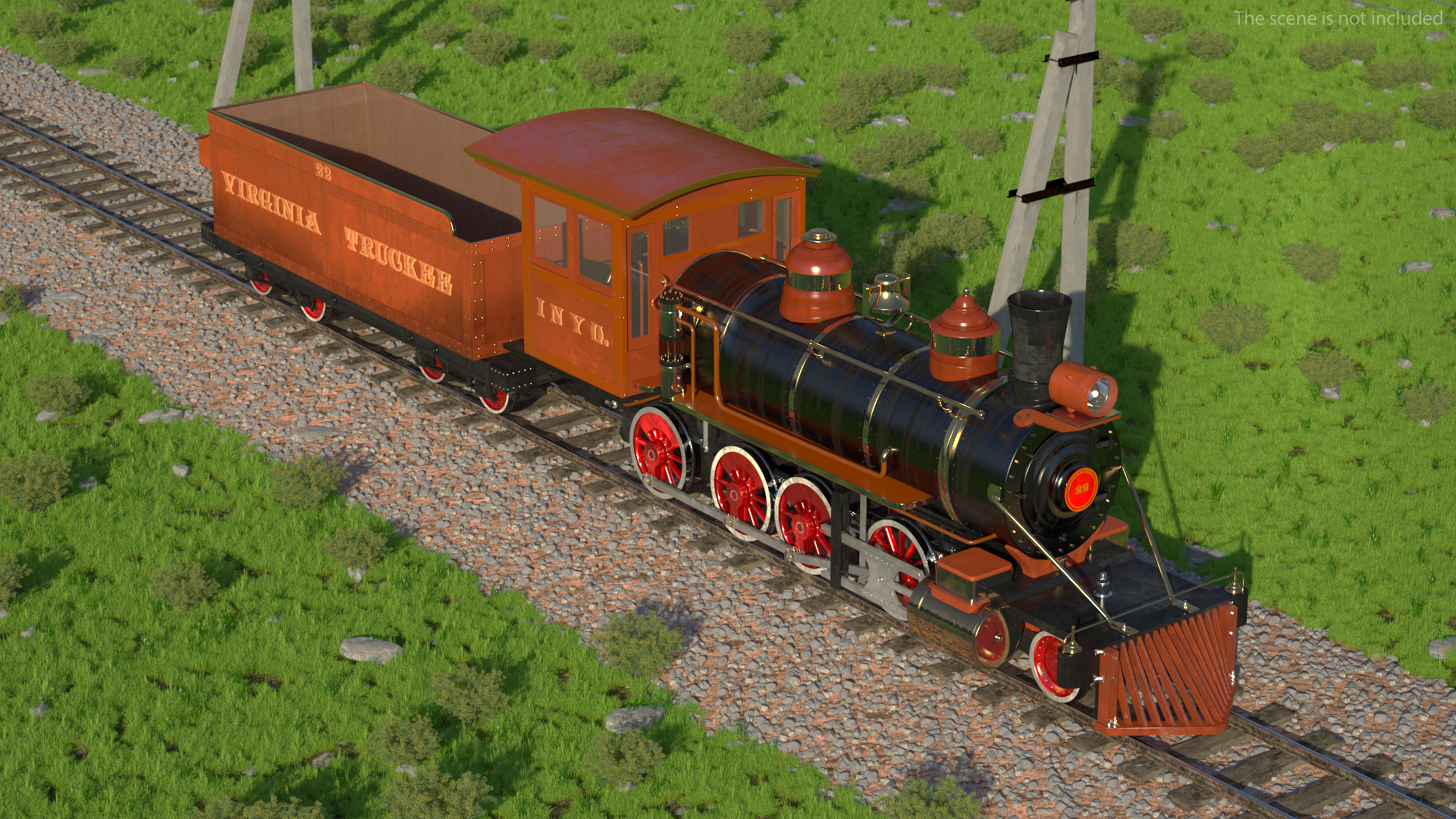 Steam Train And Freight Wagon 3D model