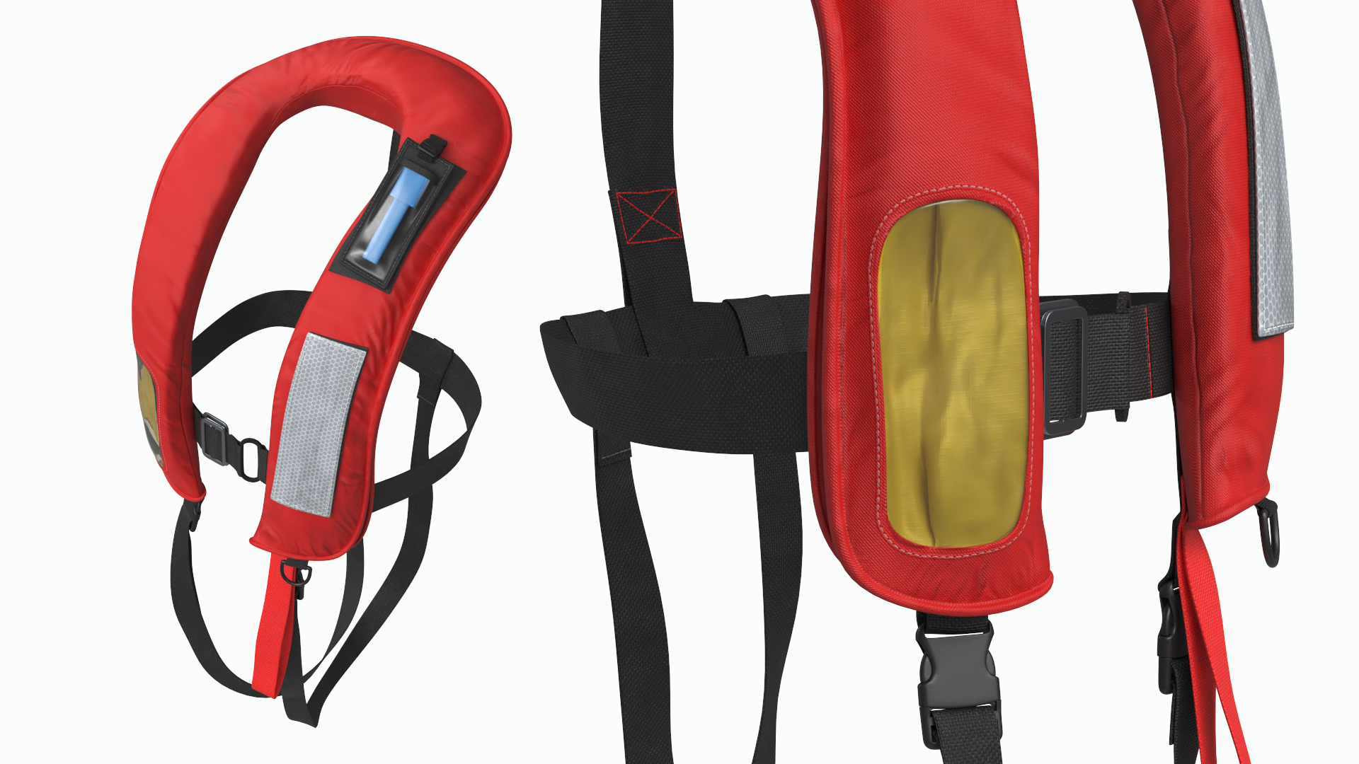 Inflatable Life Jacket with Reflective Panel Red - view 4