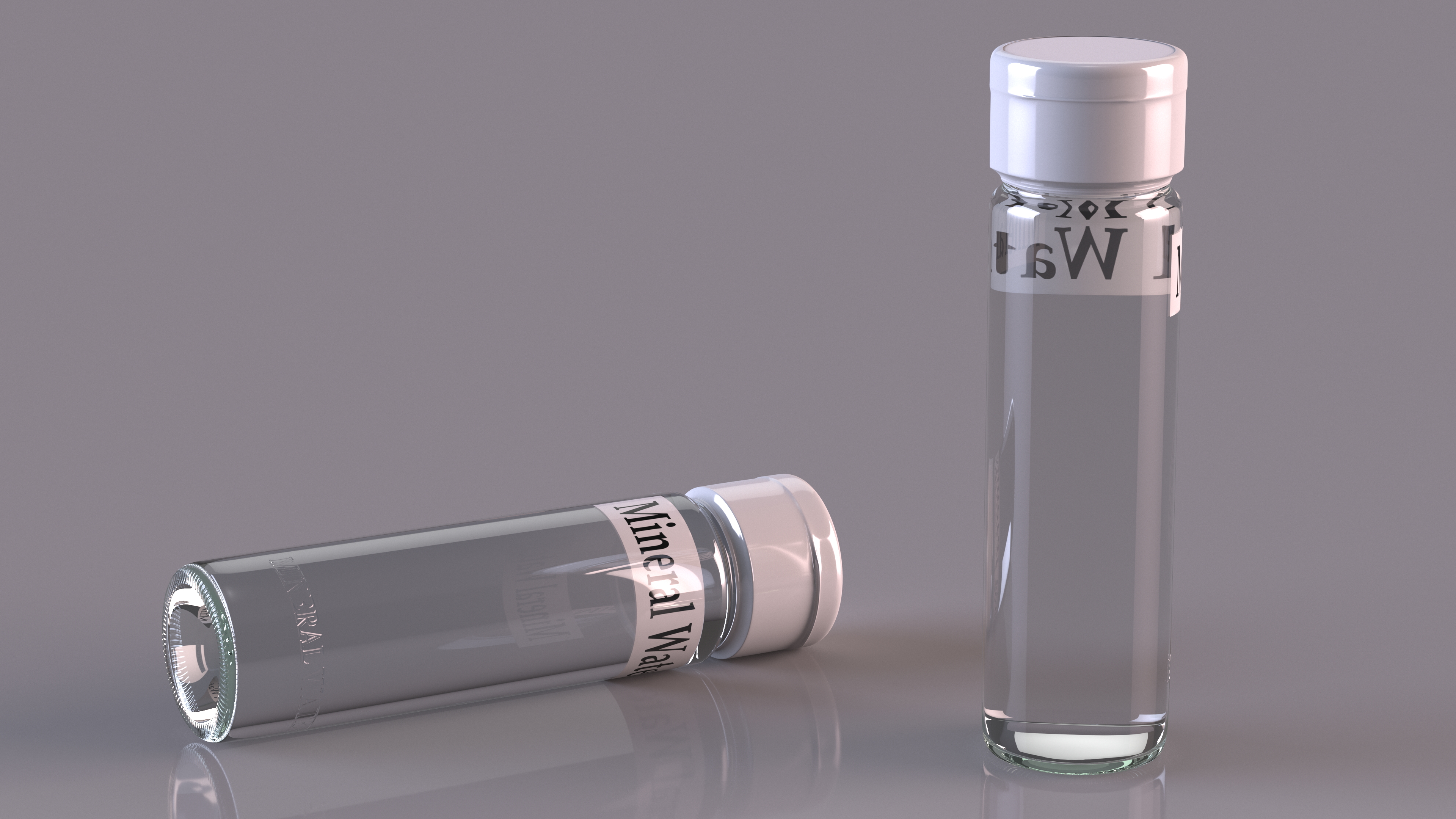 3D Mineral Water in Modern Glass Bottle