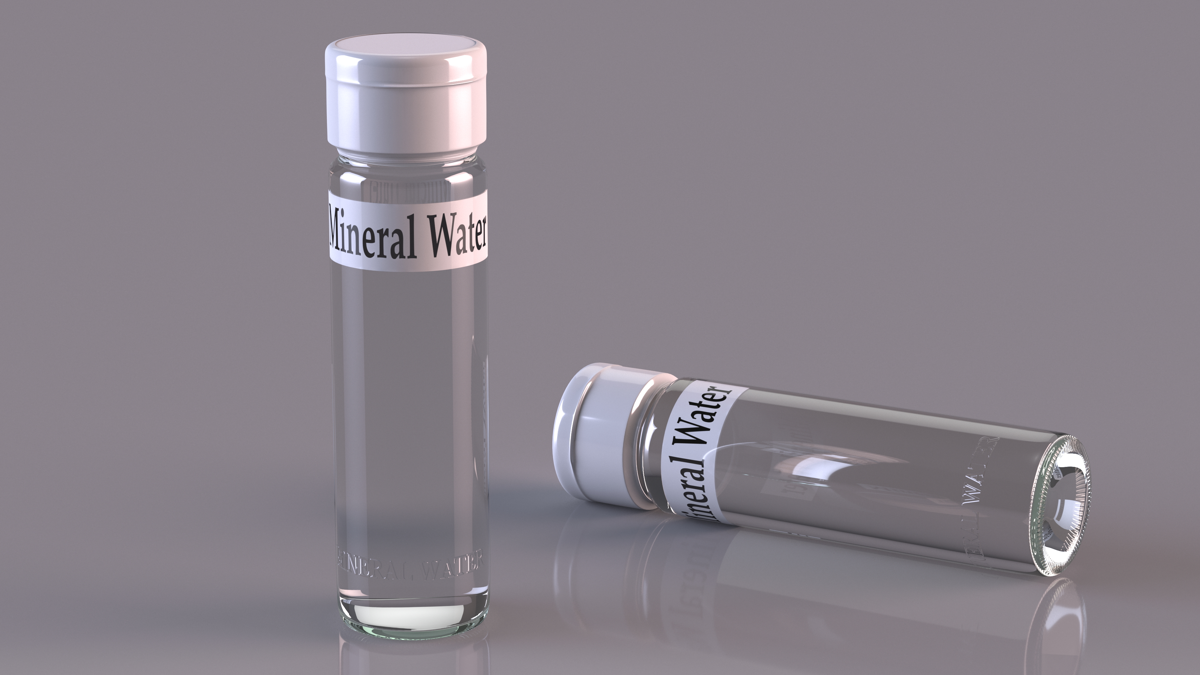 3D Mineral Water in Modern Glass Bottle