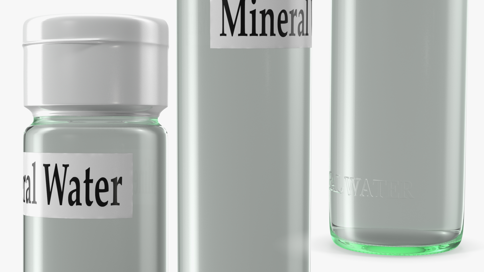 3D Mineral Water in Modern Glass Bottle