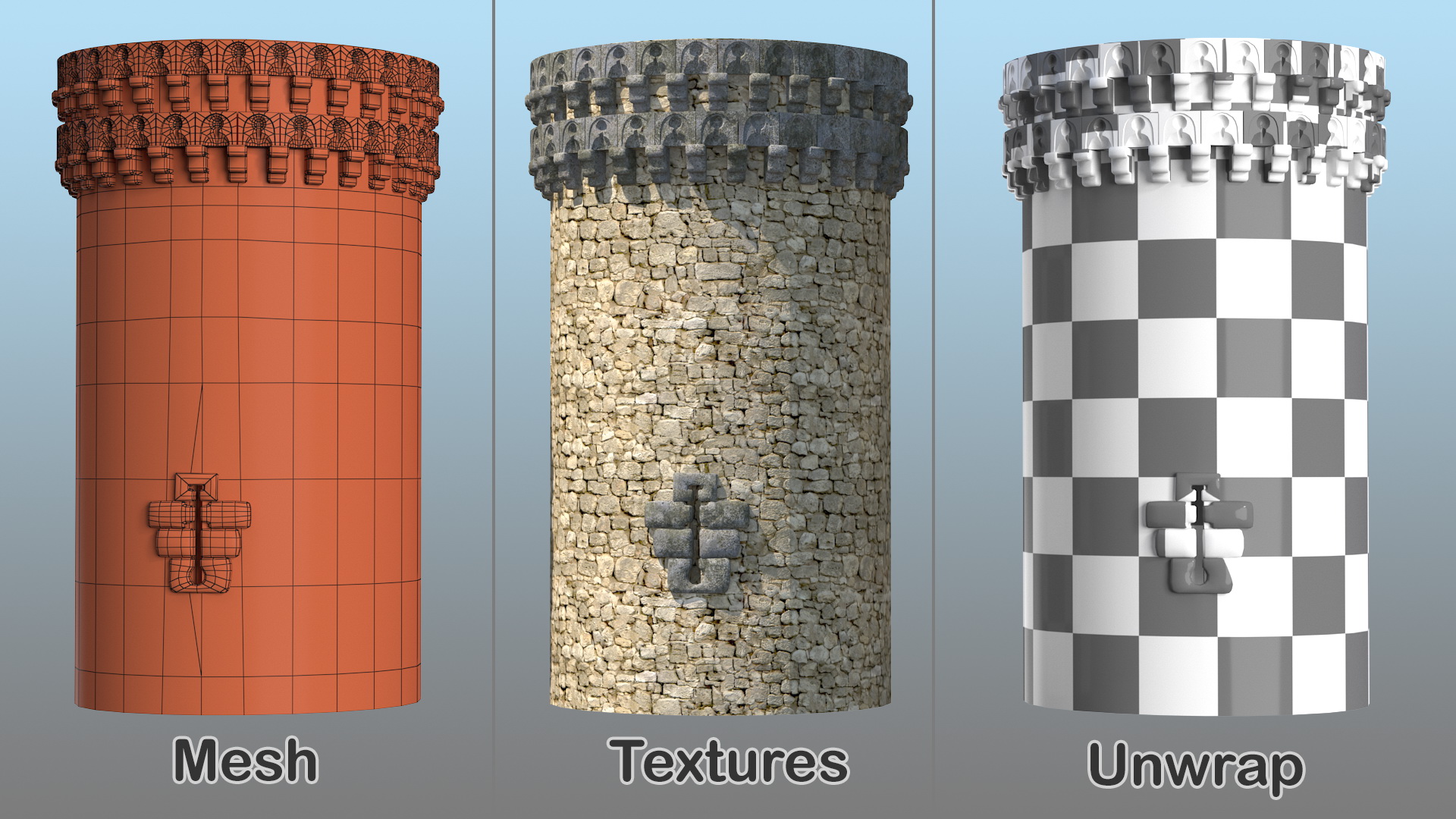 Small Medieval Castle Tower 3D