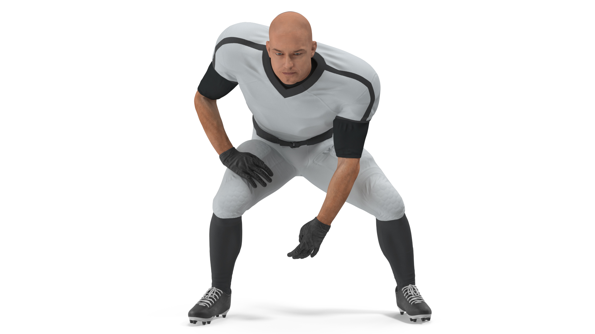 3D White Uniform Football Player Rigged