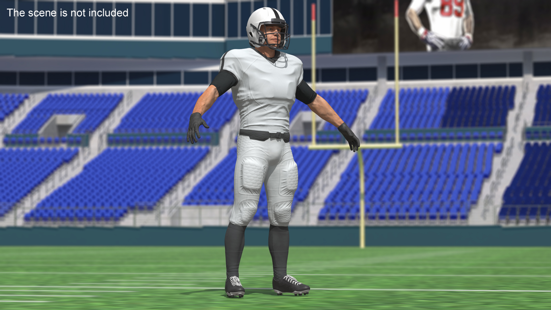 3D White Uniform Football Player Rigged
