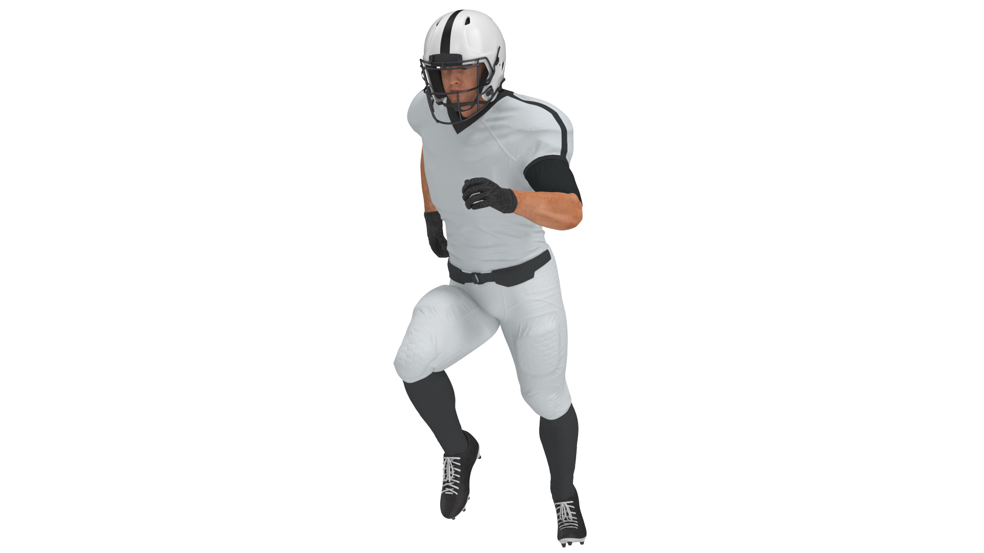 3D White Uniform Football Player Rigged