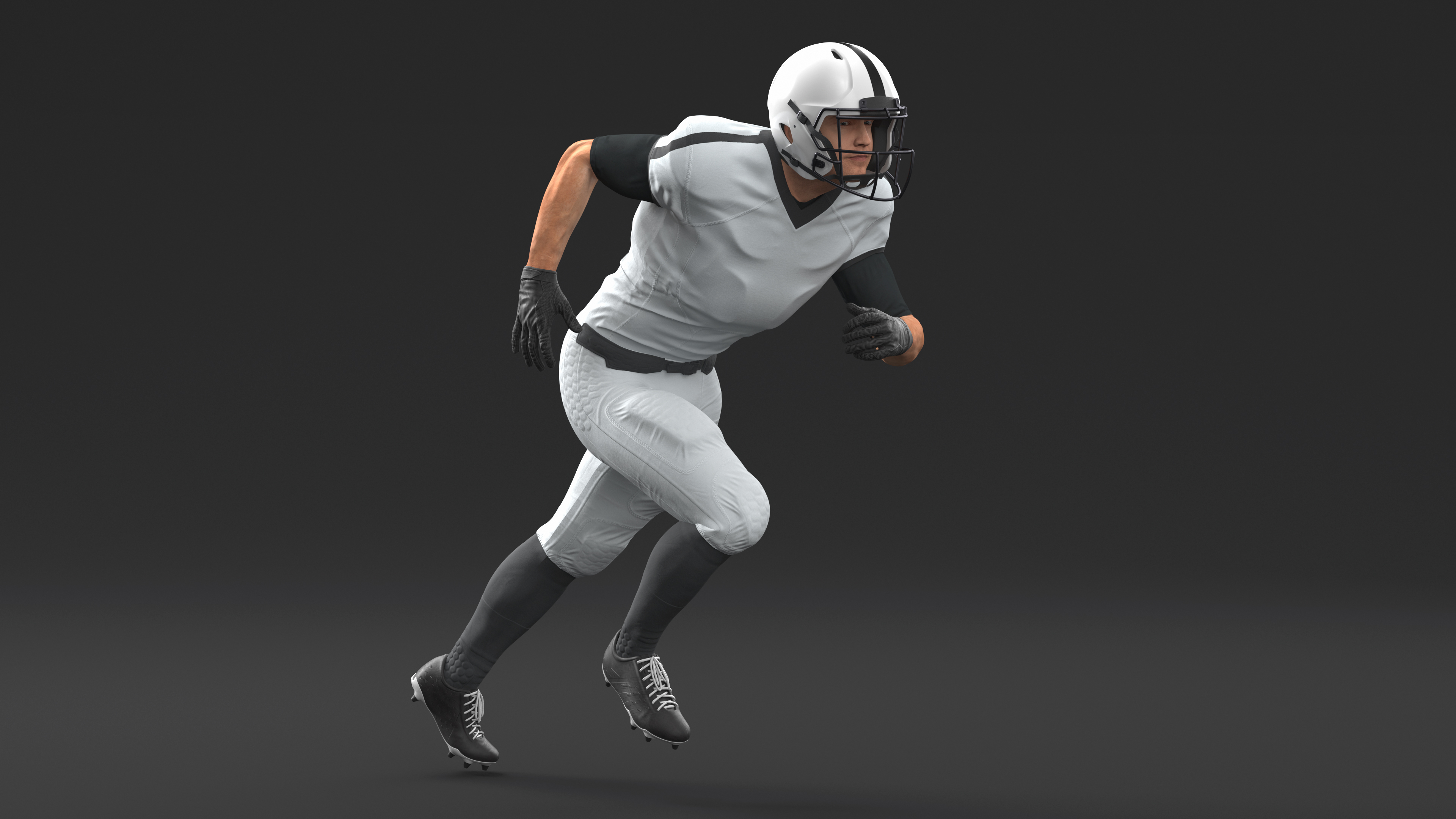 3D White Uniform Football Player Rigged