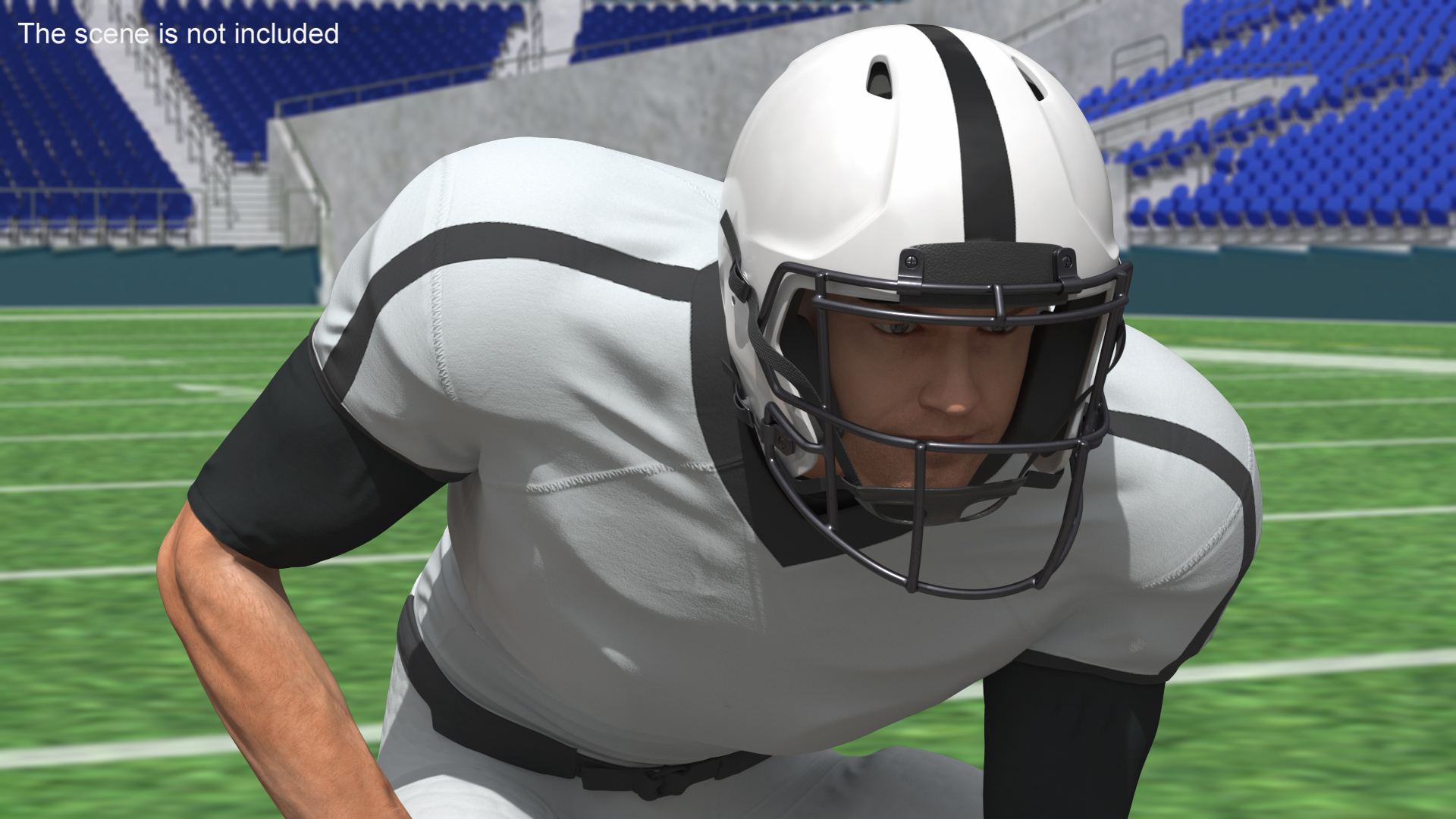 3D White Uniform Football Player Rigged