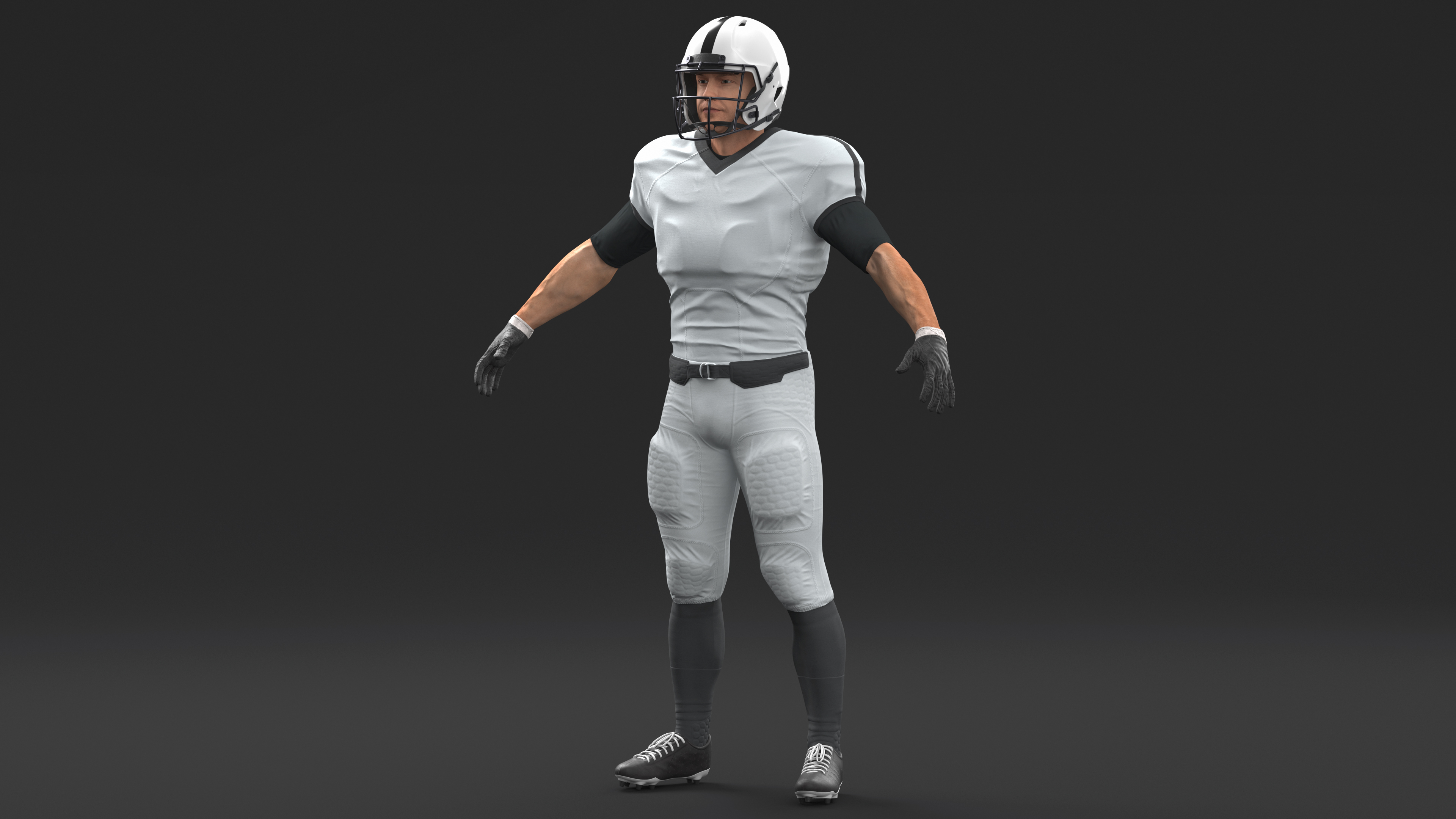 3D White Uniform Football Player Rigged