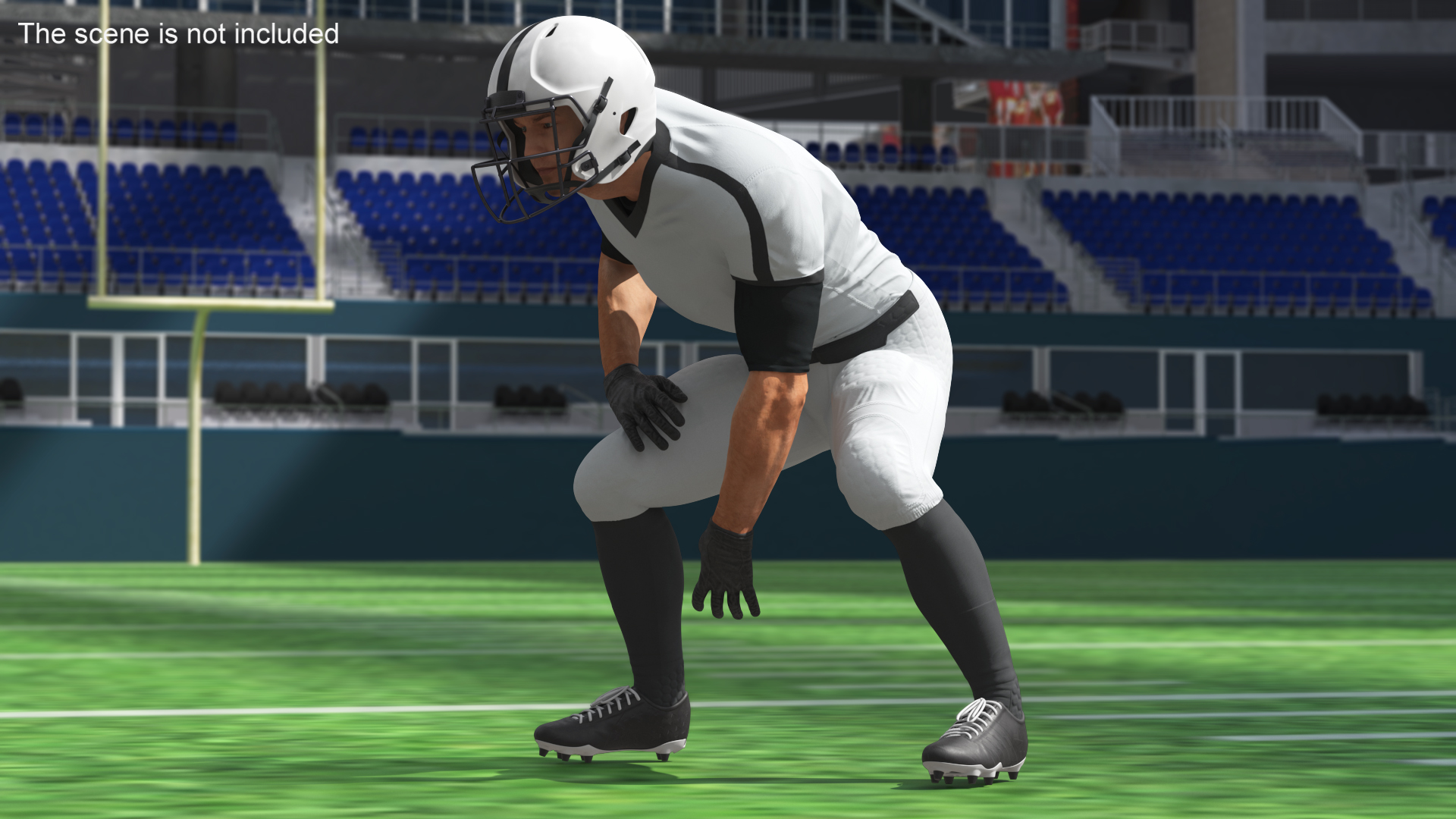 3D White Uniform Football Player Rigged