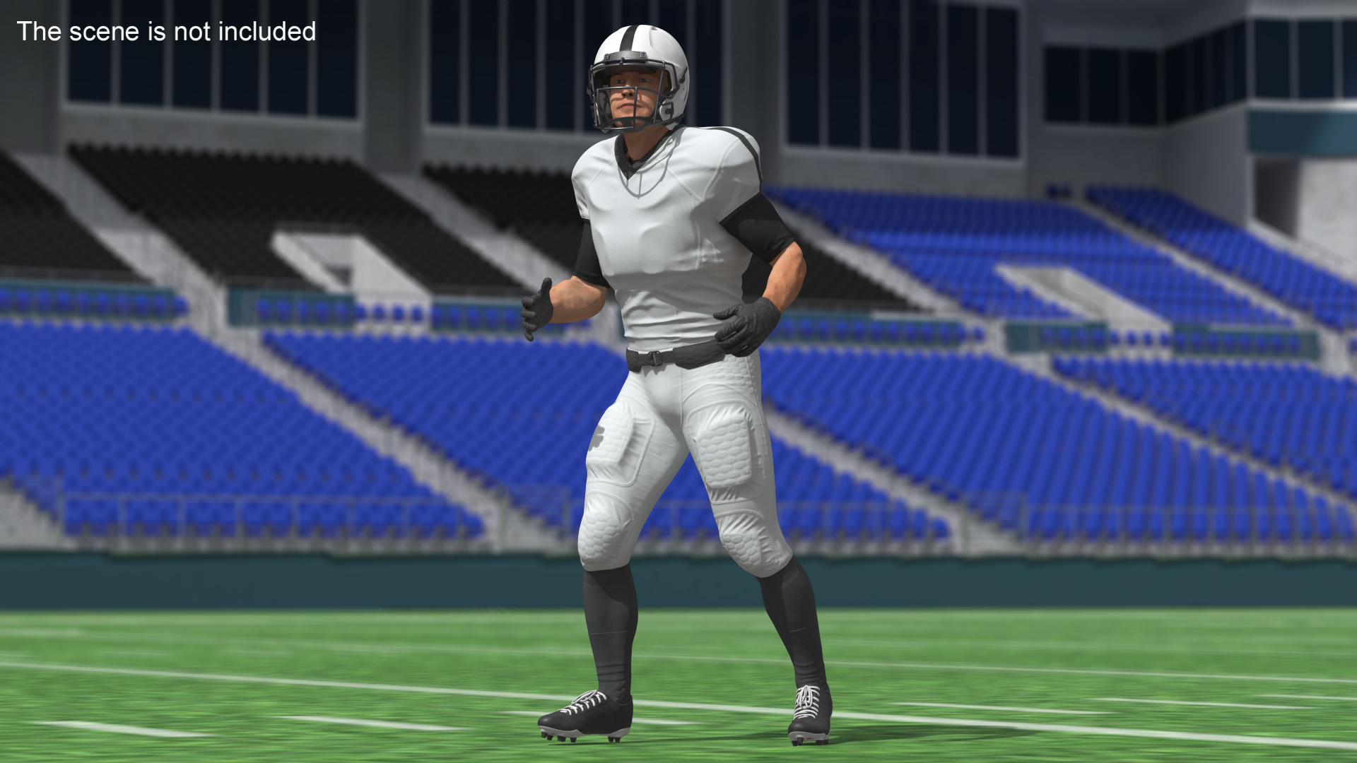 3D White Uniform Football Player Rigged