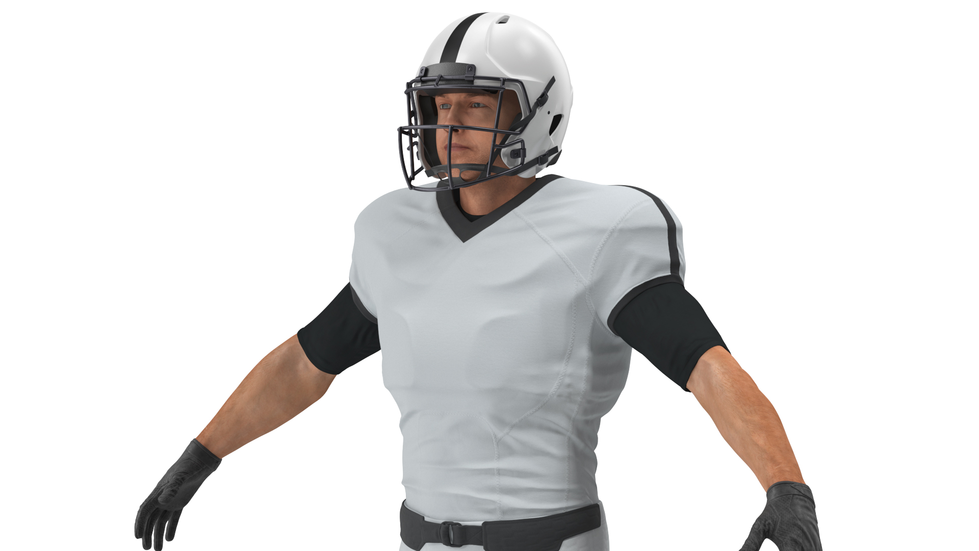 3D White Uniform Football Player Rigged