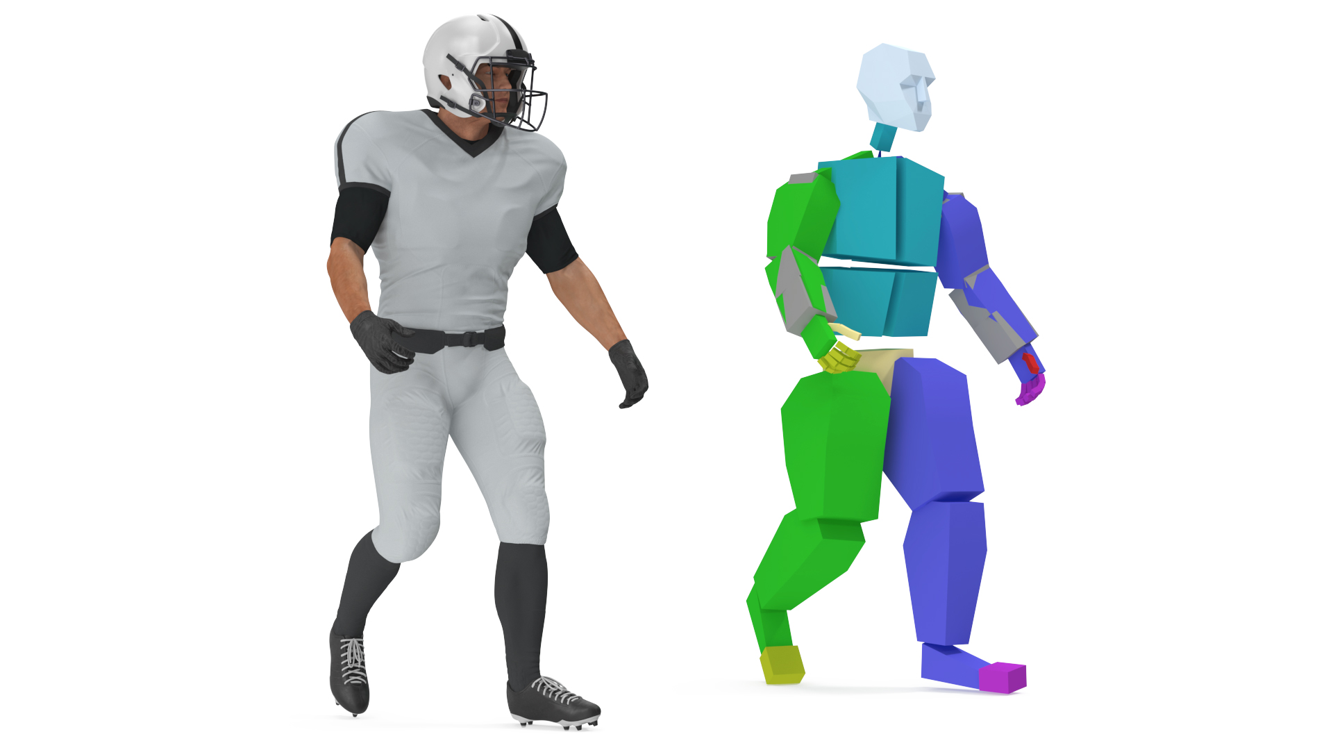 3D White Uniform Football Player Rigged