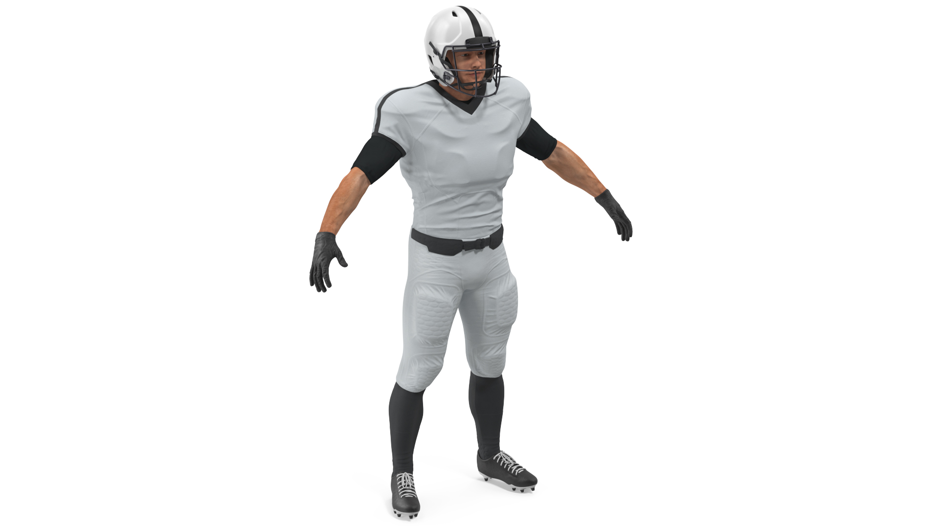 3D White Uniform Football Player Rigged