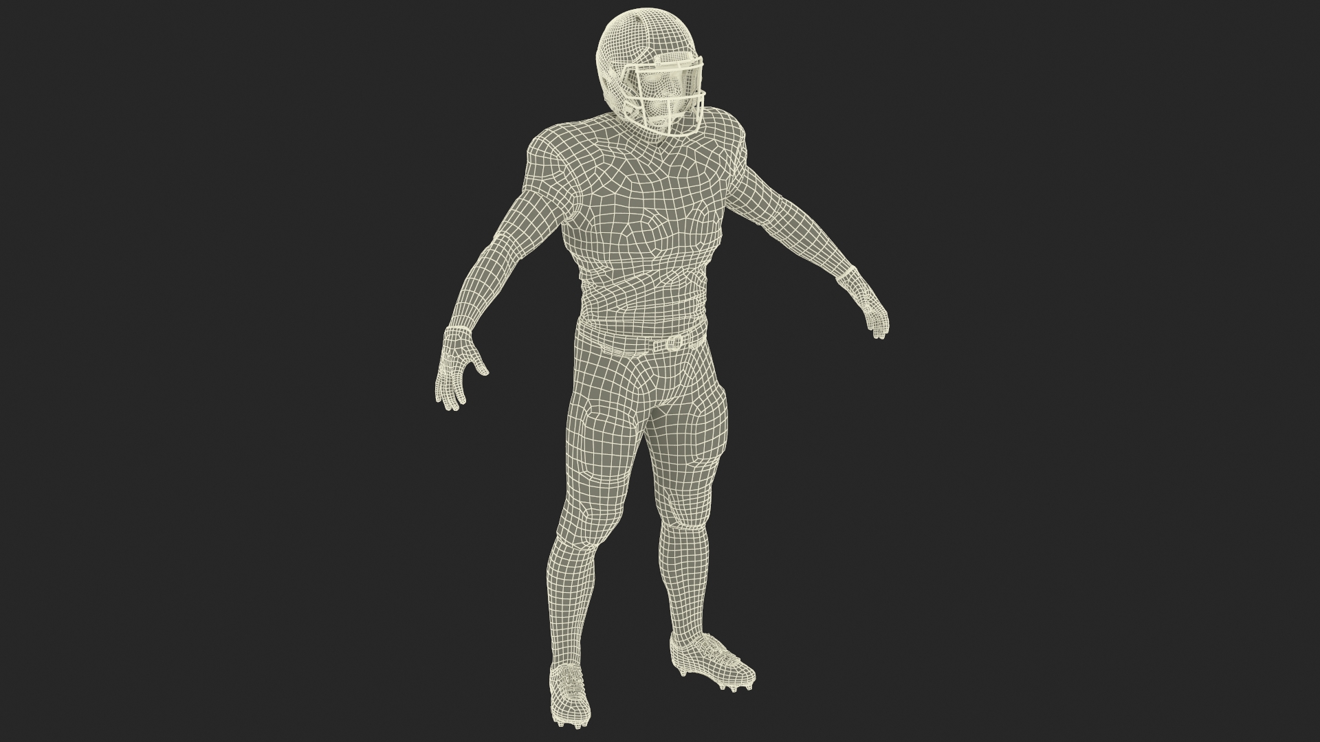 3D White Uniform Football Player Rigged