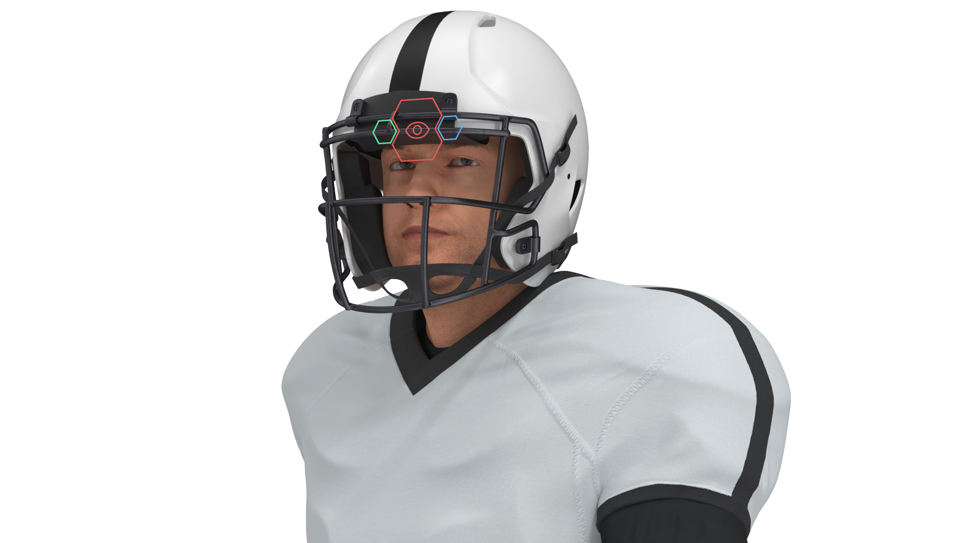 3D White Uniform Football Player Rigged