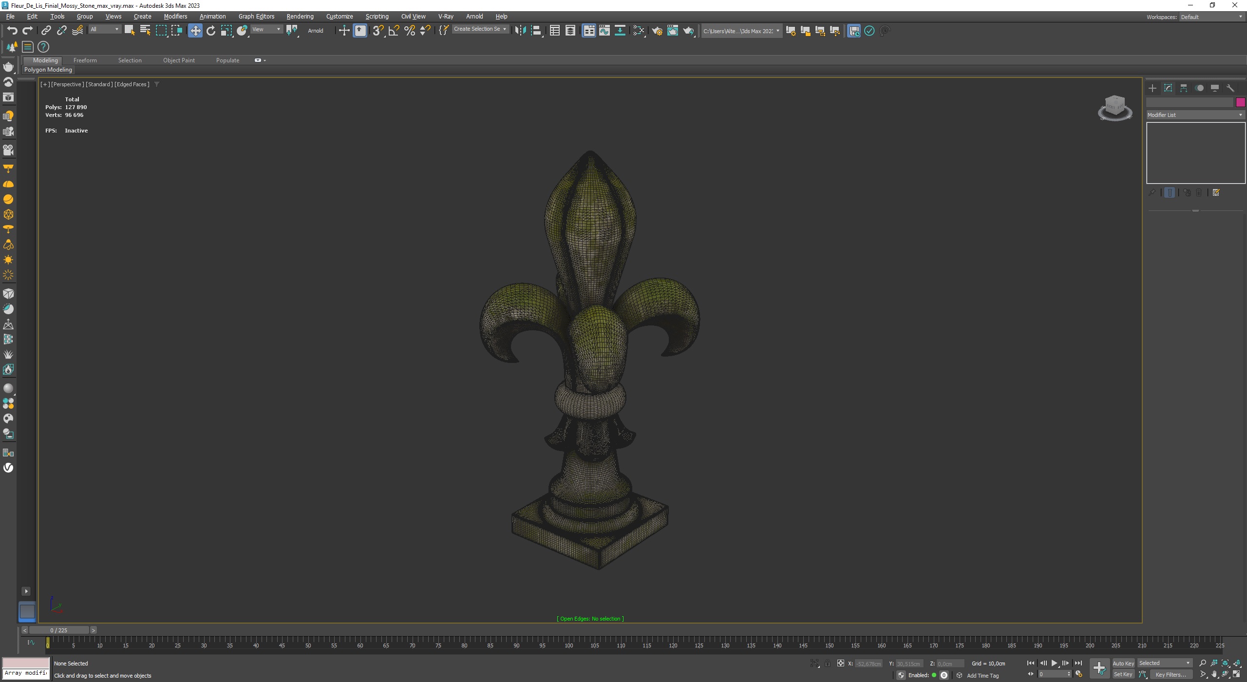 Fleur De Lis Finial Mossy Stone for 3D Print 3D model