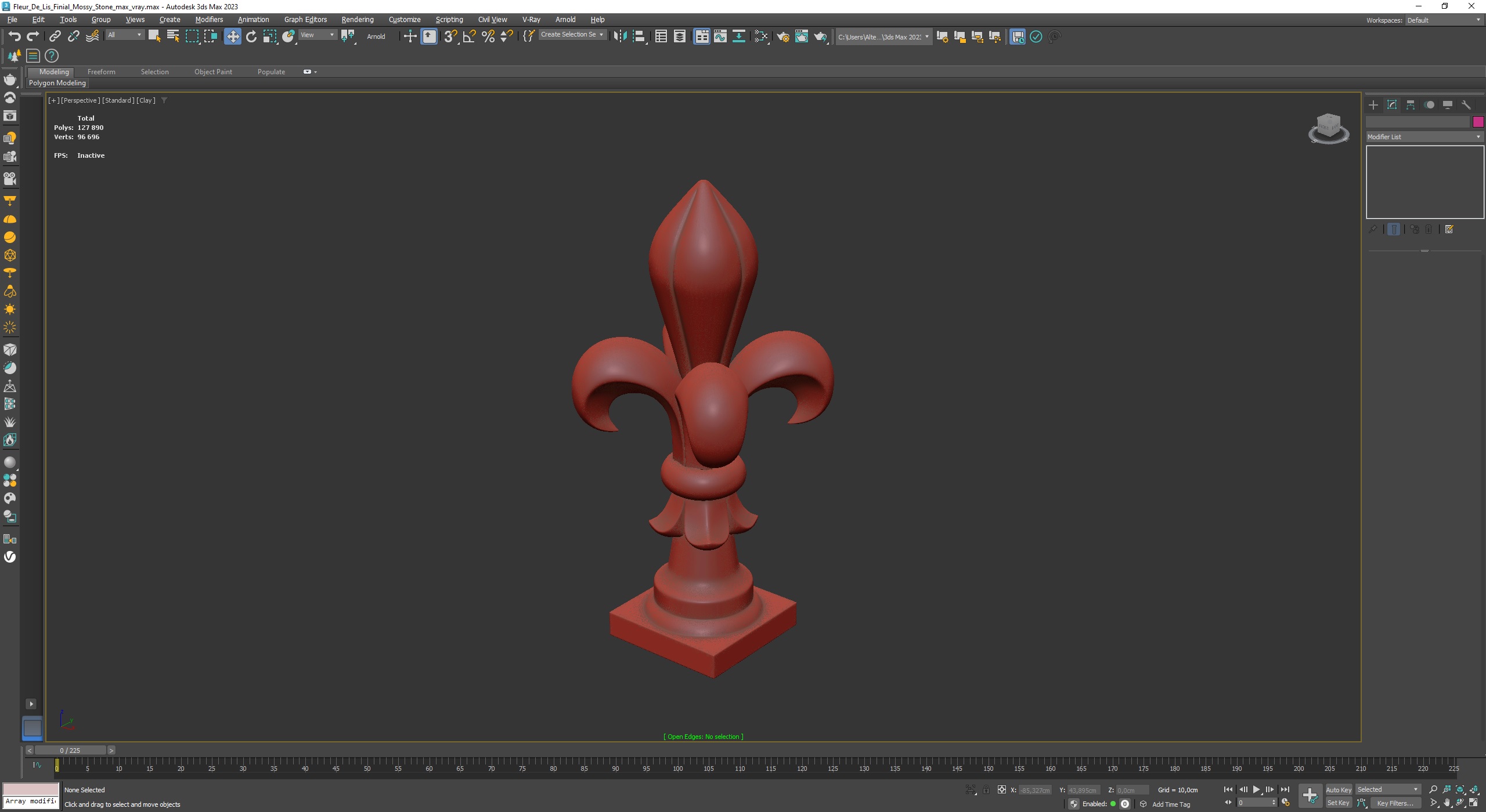 Fleur De Lis Finial Mossy Stone for 3D Print 3D model