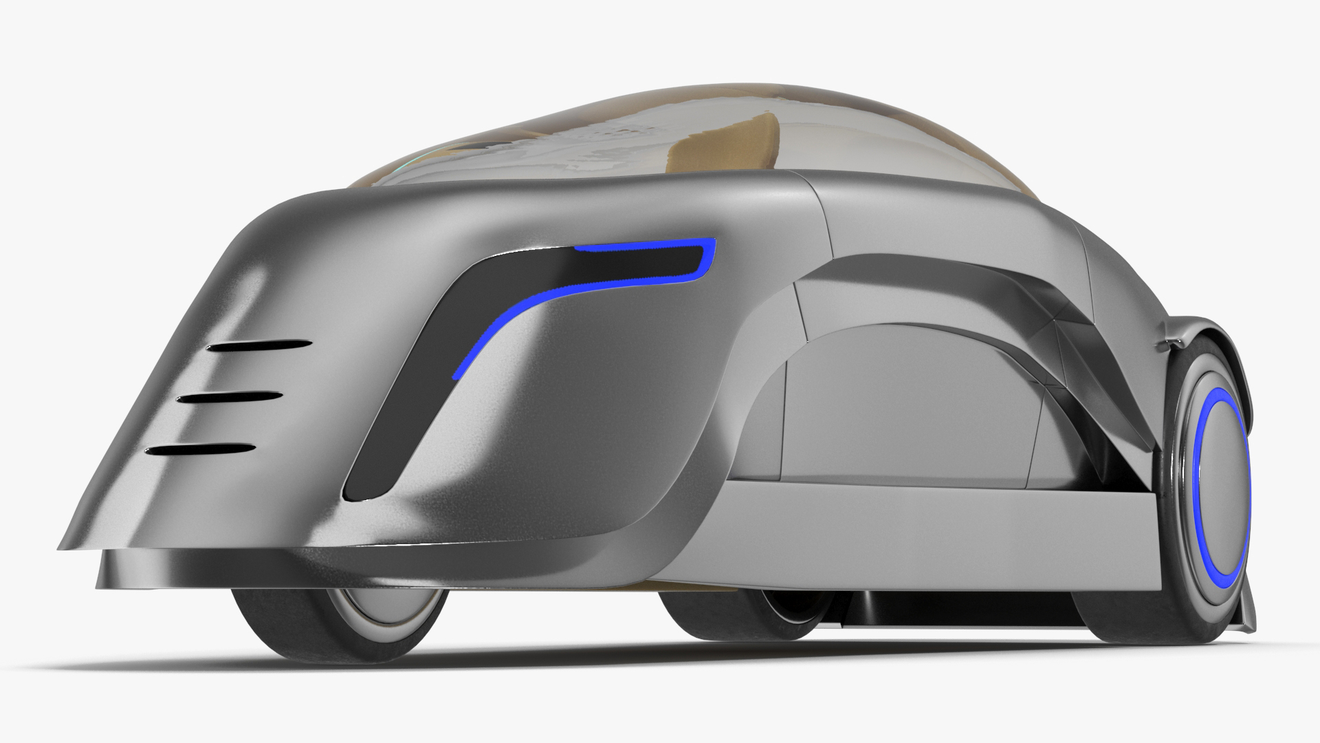 Futuristic Car Trike Metallic 3D model