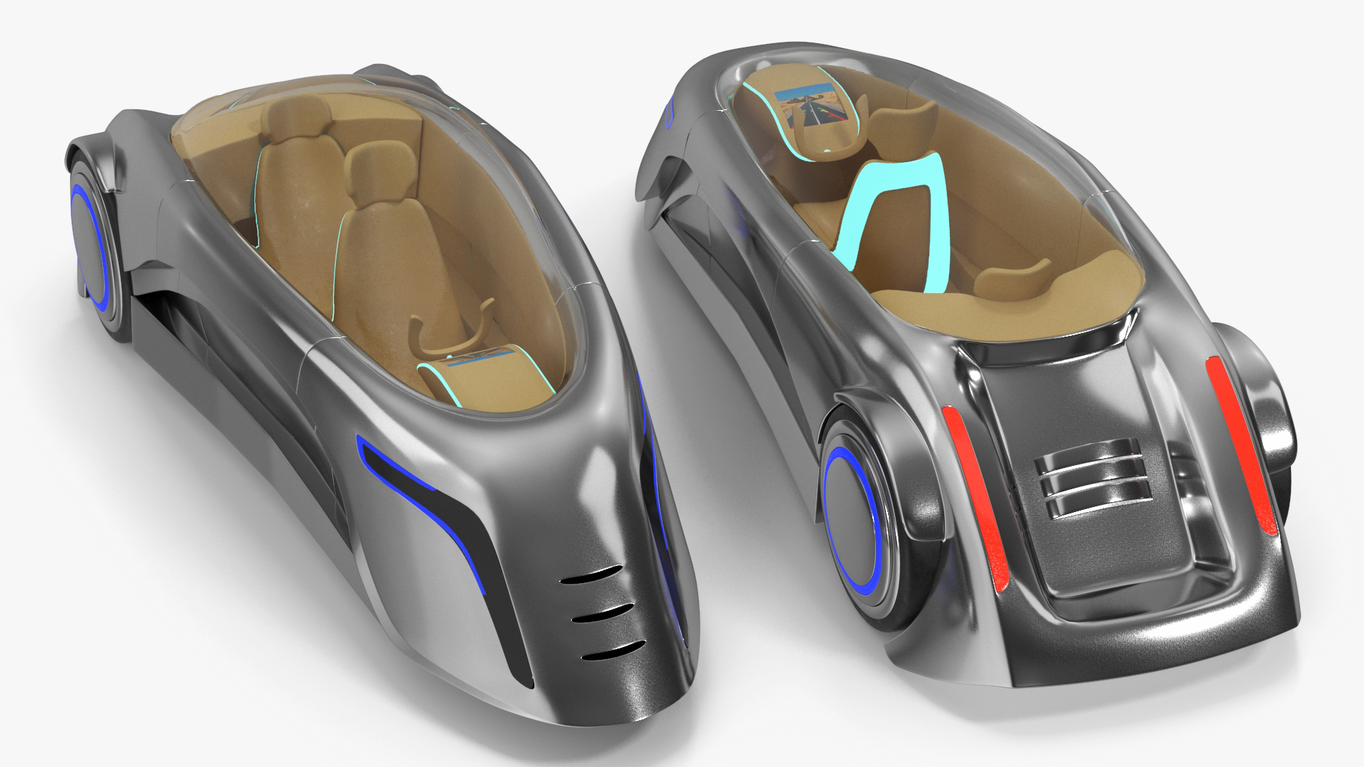 Futuristic Car Trike Metallic 3D model