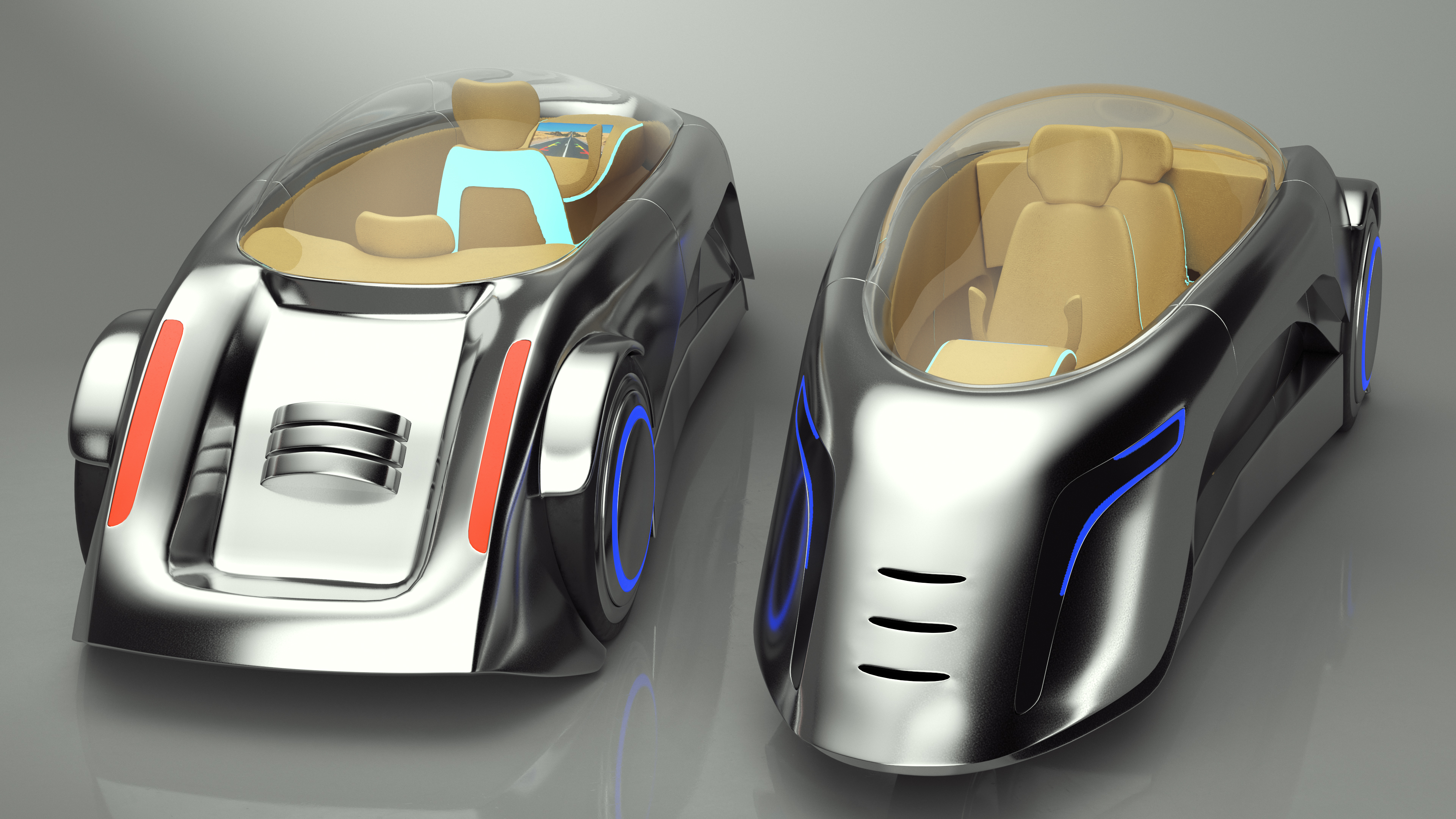 Futuristic Car Trike Metallic 3D model
