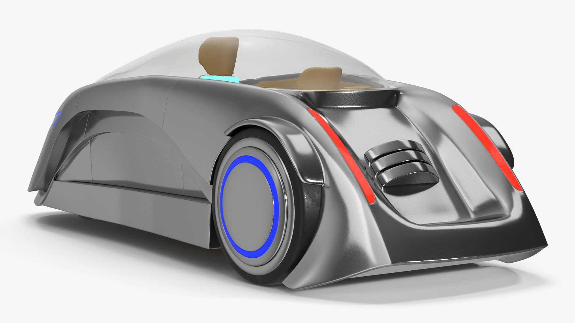 Futuristic Car Trike Metallic 3D model