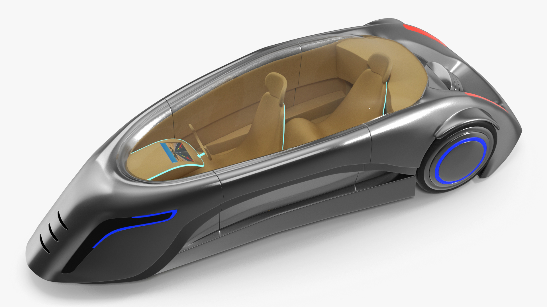 Futuristic Car Trike Metallic 3D model