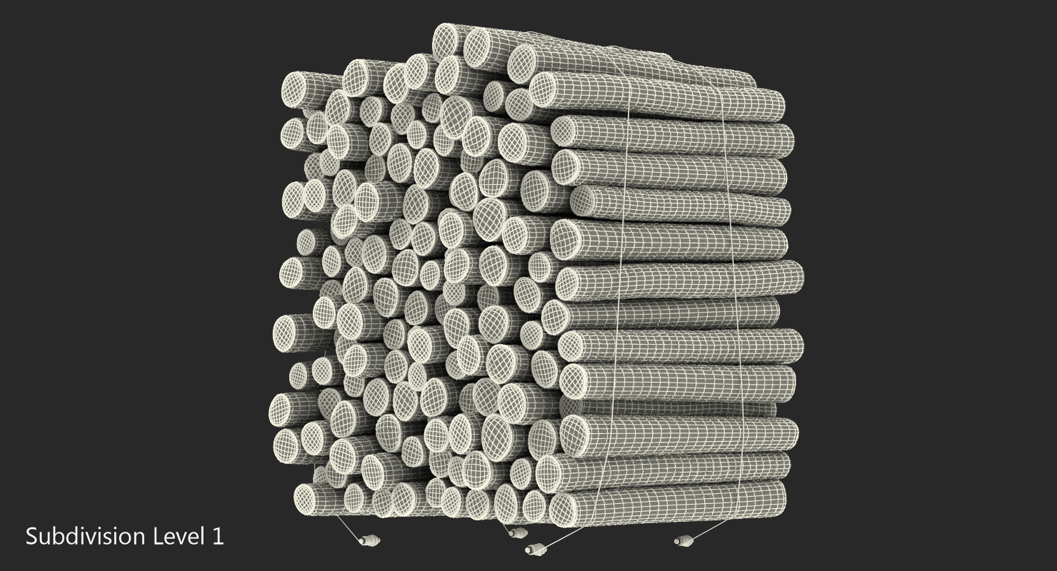 3D Pile of Small Wood Logs model