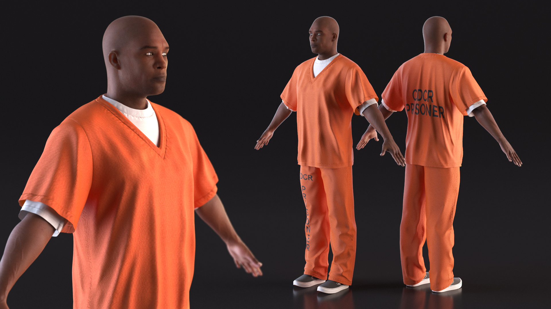 3D Black Male Prisoner A-Pose