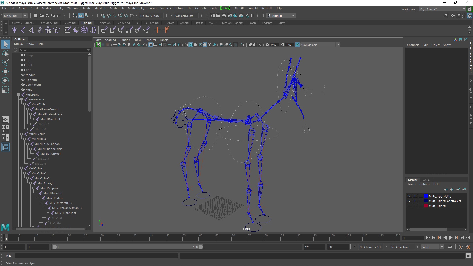 3D model Mule Rigged for Maya