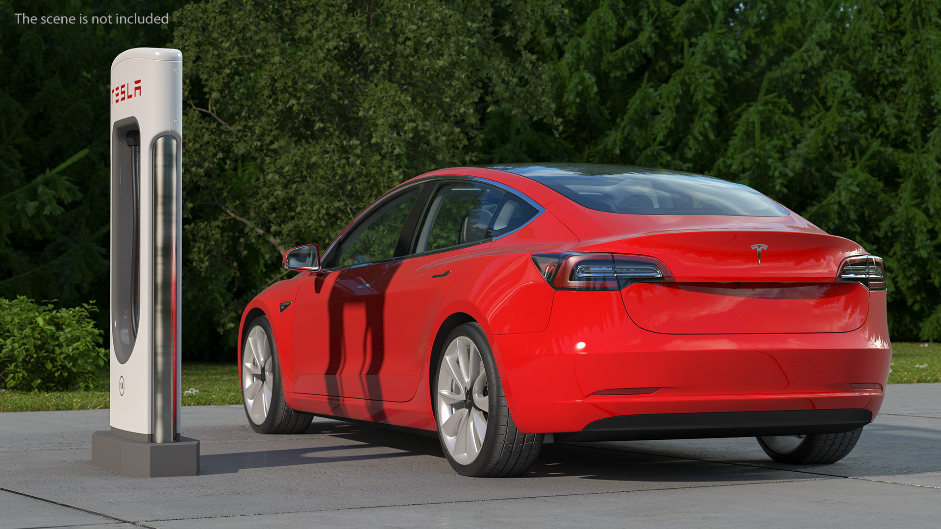 3D Electric Charging Station and Tesla Model 3 model