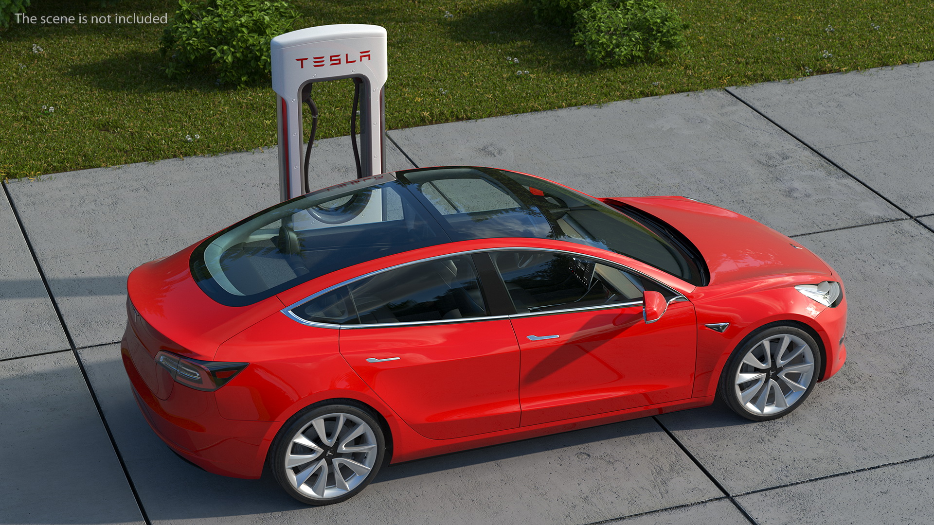 3D Electric Charging Station and Tesla Model 3 model