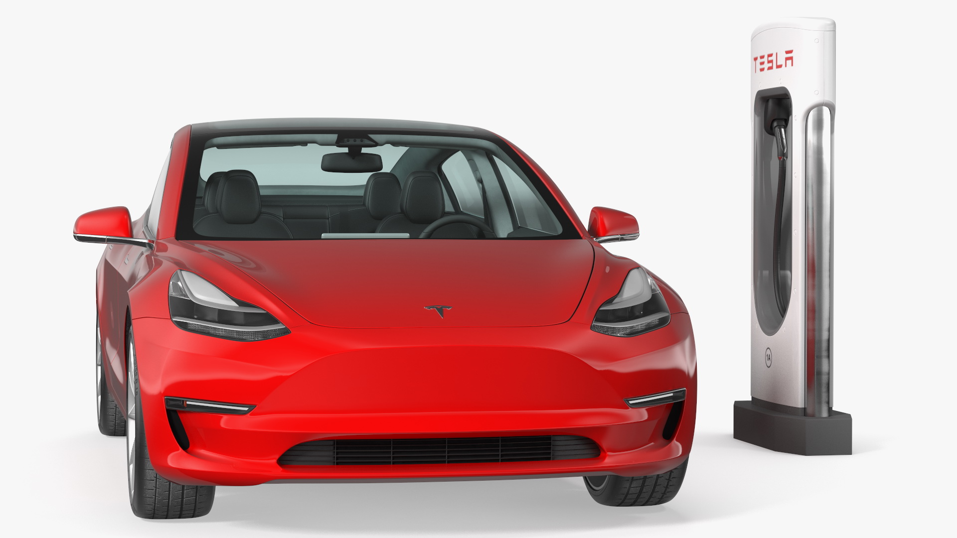 3D Electric Charging Station and Tesla Model 3 model