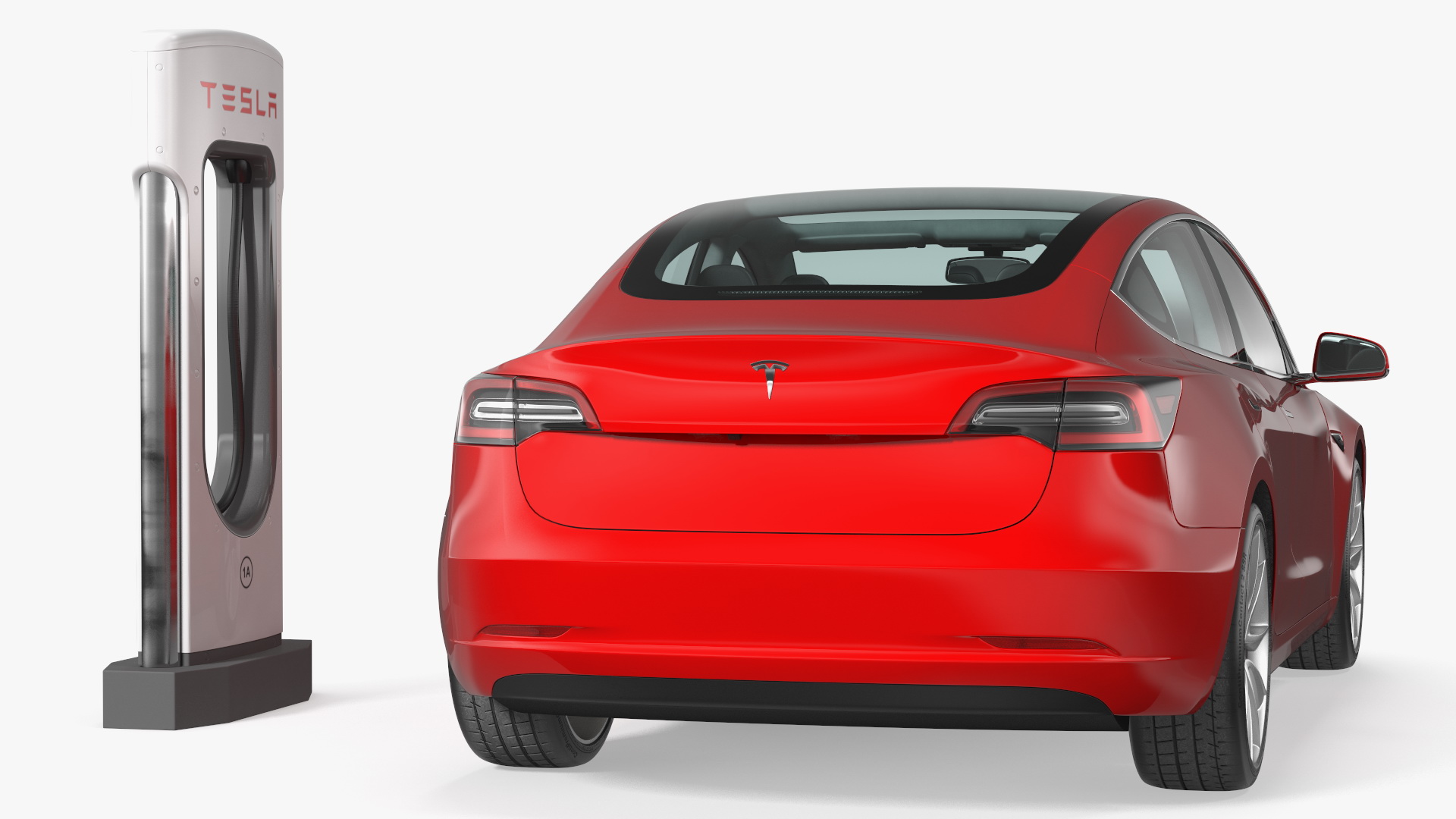 3D Electric Charging Station and Tesla Model 3 model