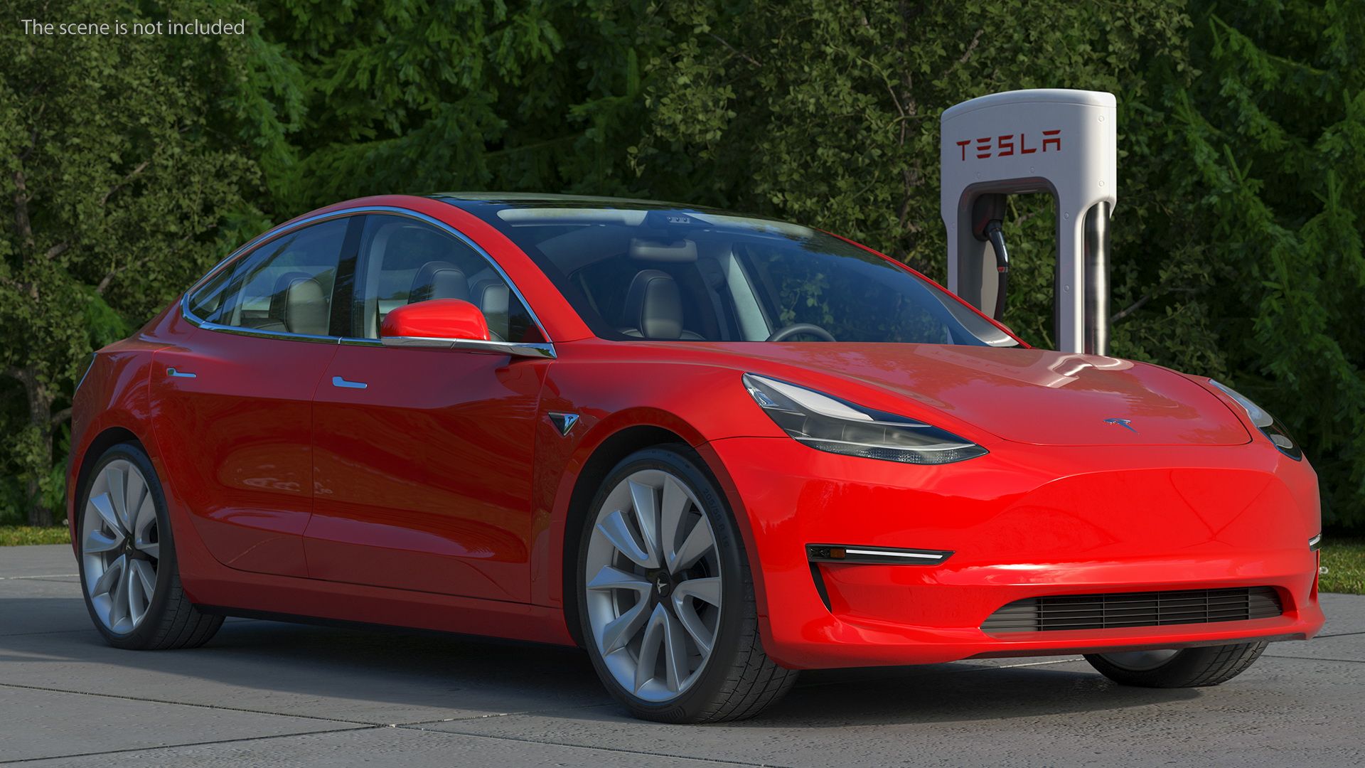 3D Electric Charging Station and Tesla Model 3 model