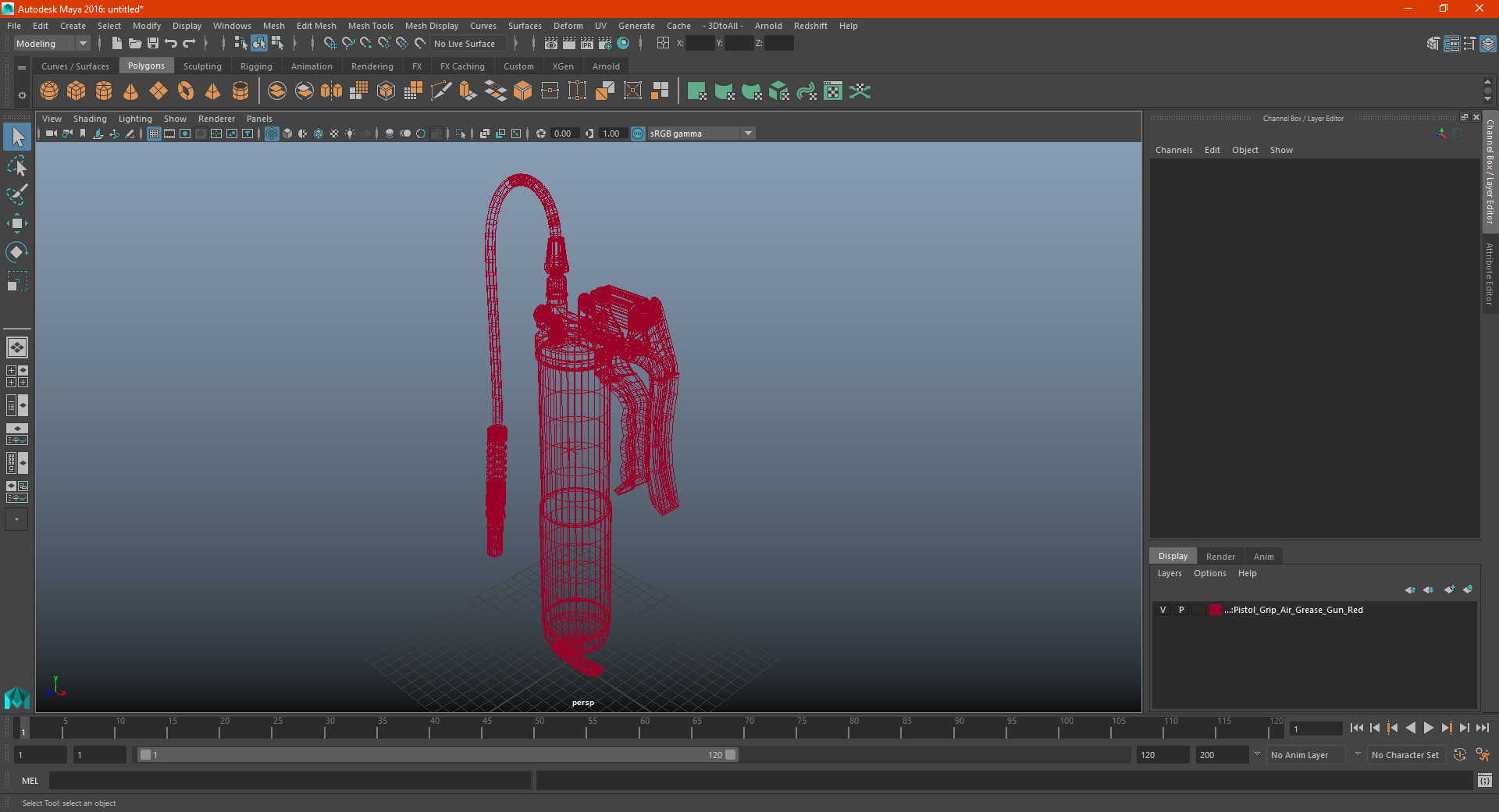3D model Pistol Grip Air Grease Gun Red