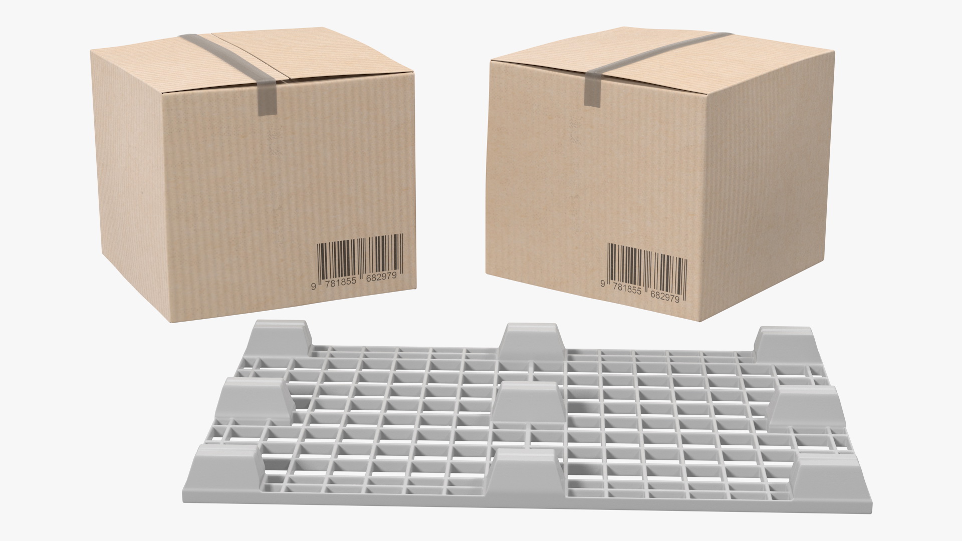 Warehouse Scale with Plastic Pallet and Parcels 3D