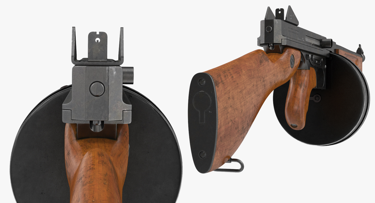 3D model Thompson 1928A1 with Round Drum Magazine