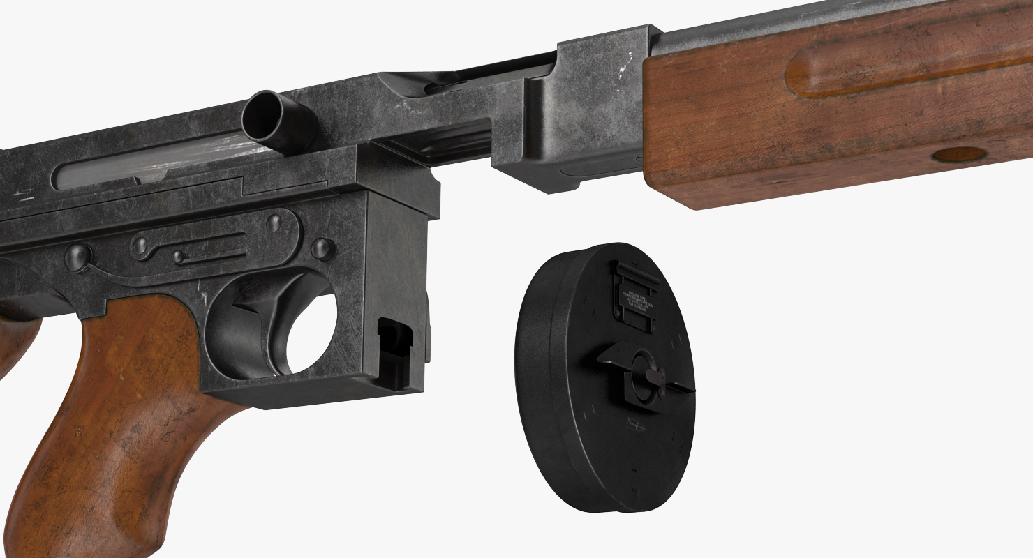 3D model Thompson 1928A1 with Round Drum Magazine