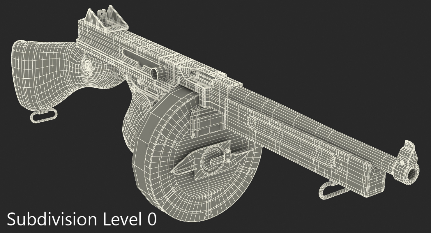 3D model Thompson 1928A1 with Round Drum Magazine