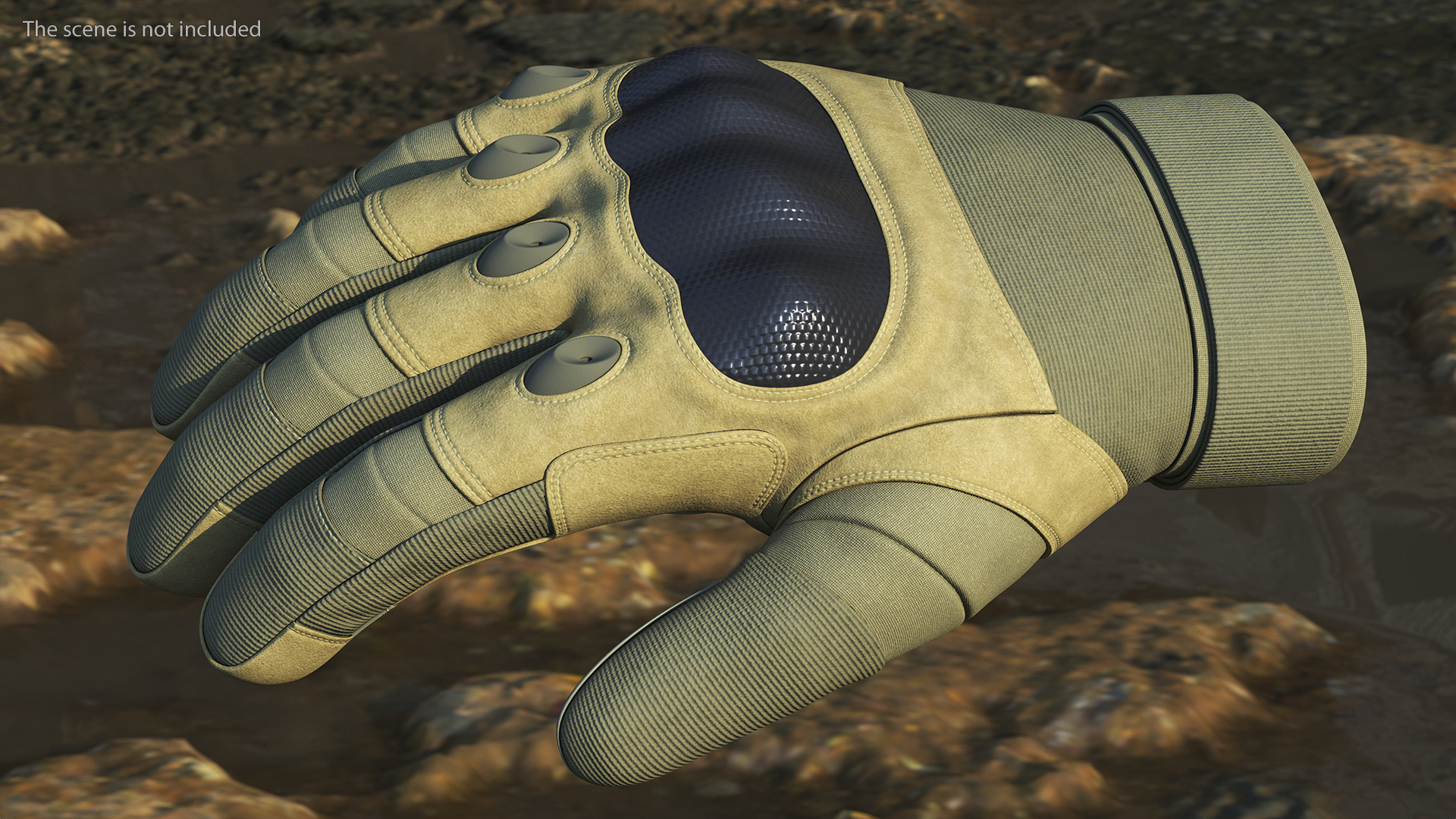 Shockproof Gloves Khaki Rigged for Maya 3D model