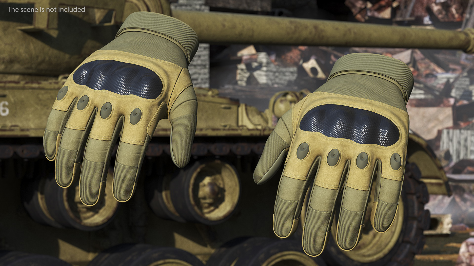 Shockproof Gloves Khaki Rigged for Maya 3D model