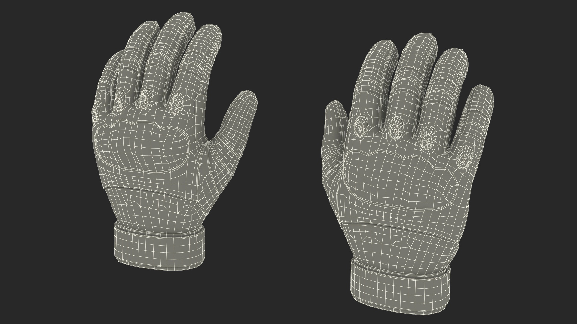 Shockproof Gloves Khaki Rigged for Maya 3D model