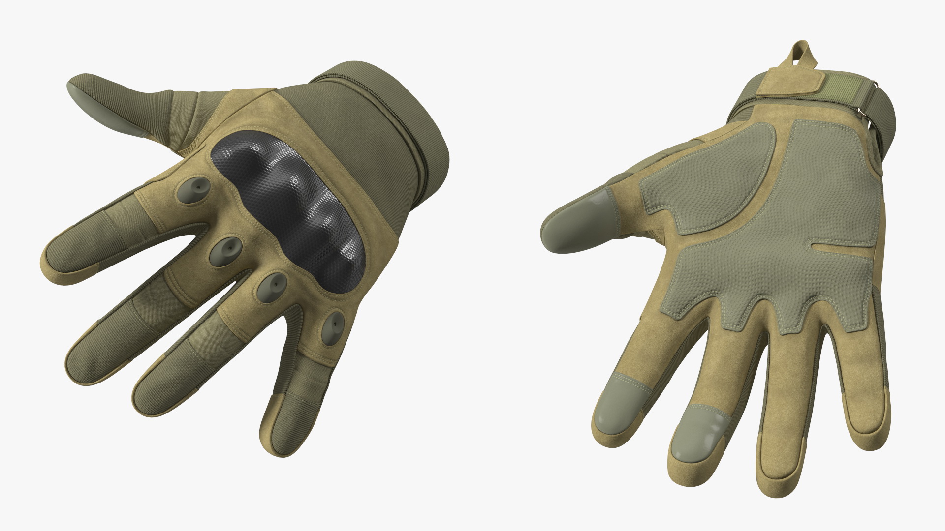 Shockproof Gloves Khaki Rigged for Maya 3D model