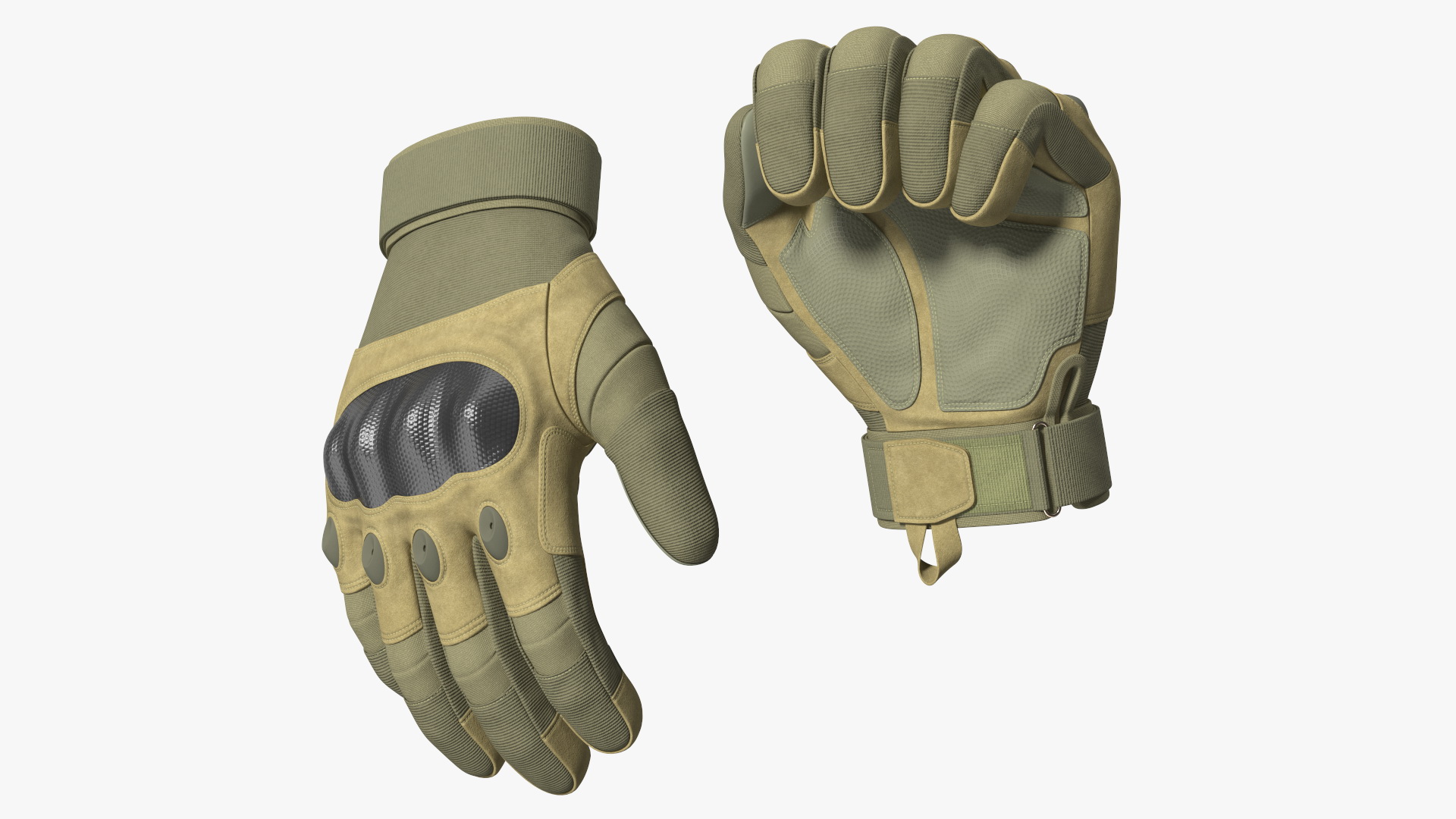 Shockproof Gloves Khaki Rigged for Maya 3D model