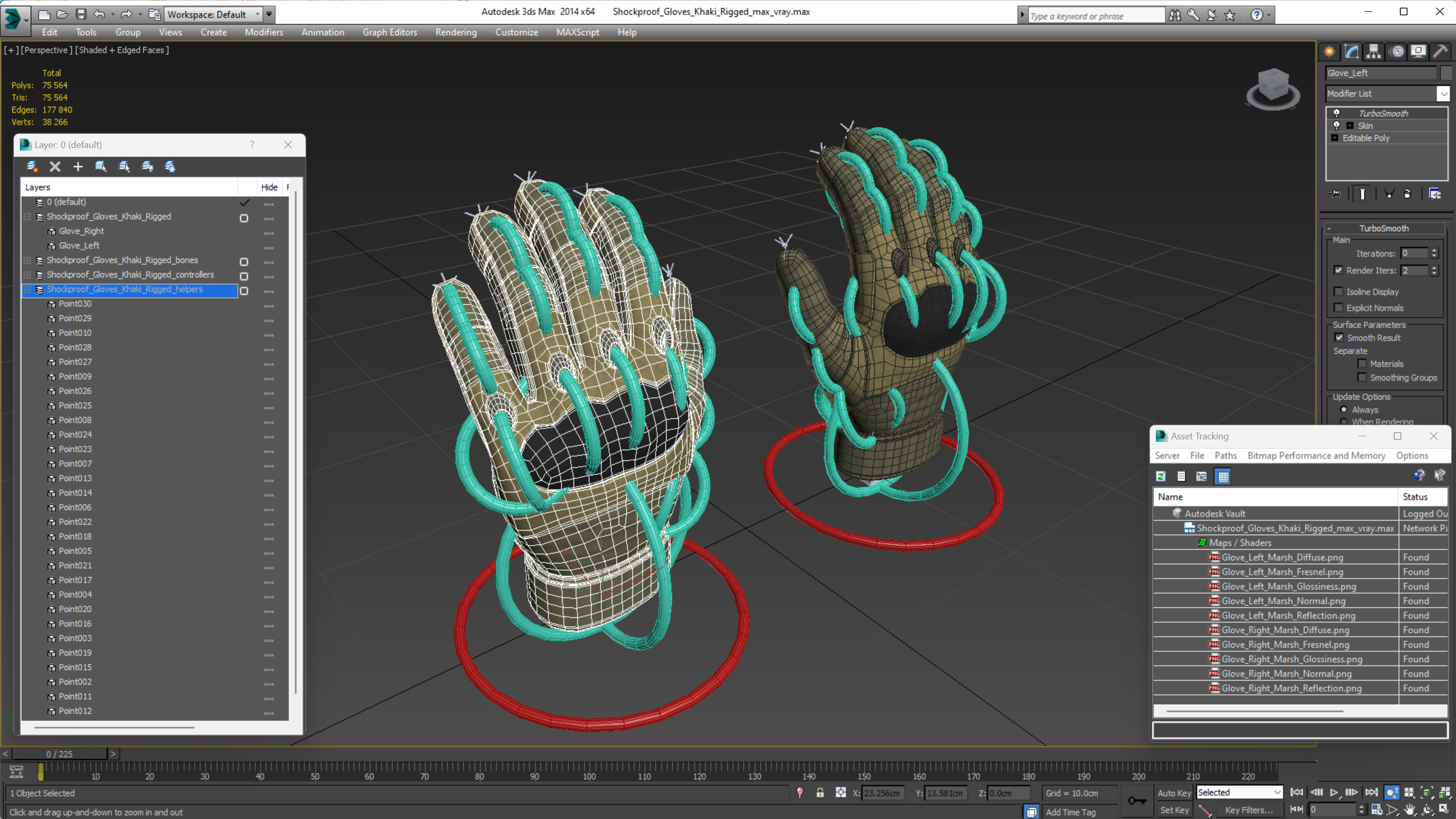 Shockproof Gloves Khaki Rigged for Maya 3D model