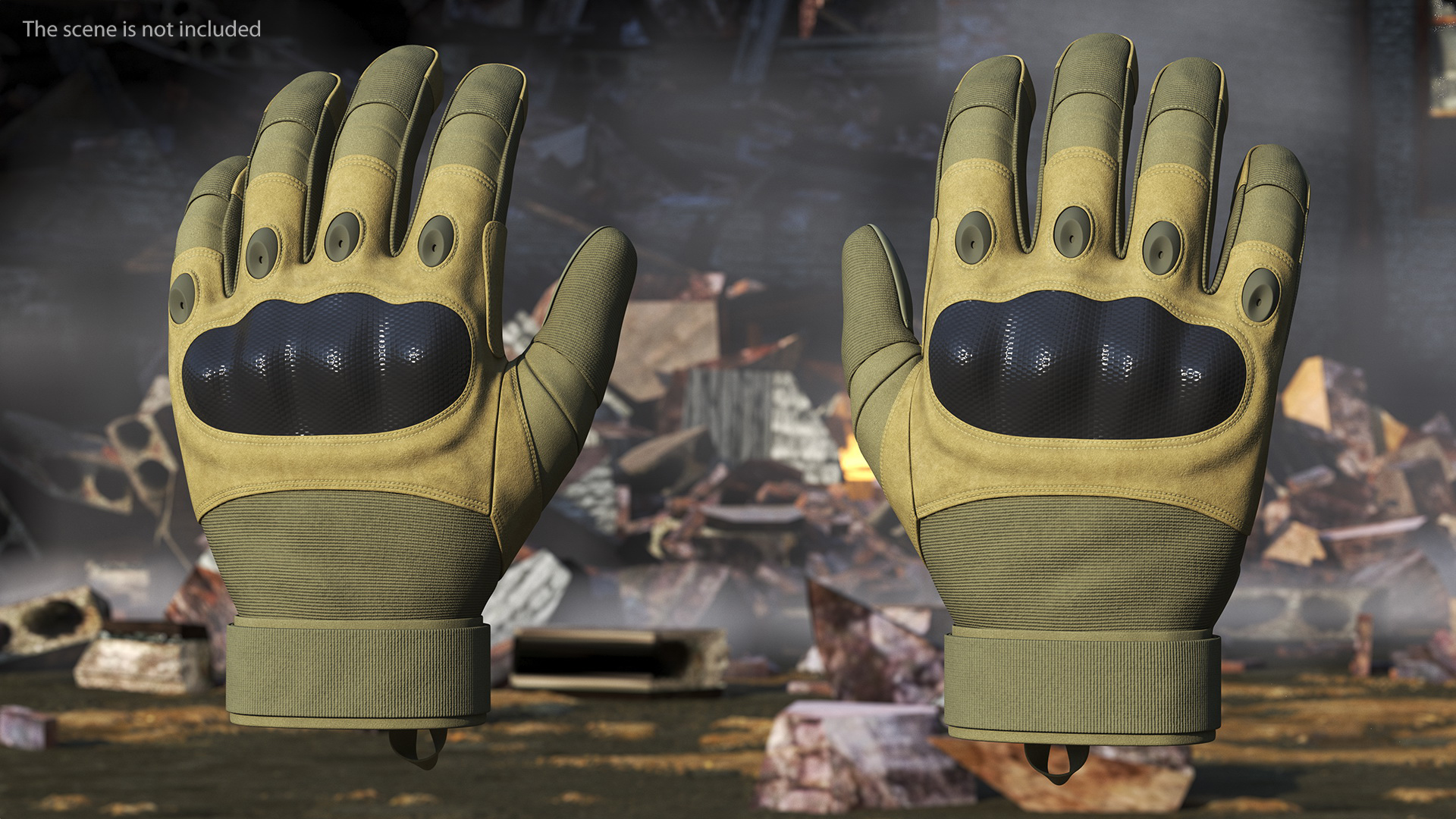 Shockproof Gloves Khaki Rigged for Maya 3D model